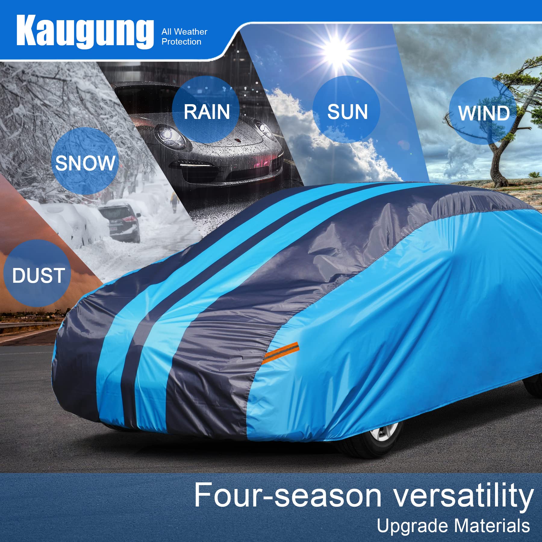 Kaugung Waterproof Car Cover for Dodge Challenger (2008-2025) - Custom Fit, Lightweight, Black, UV & Weather Resistant