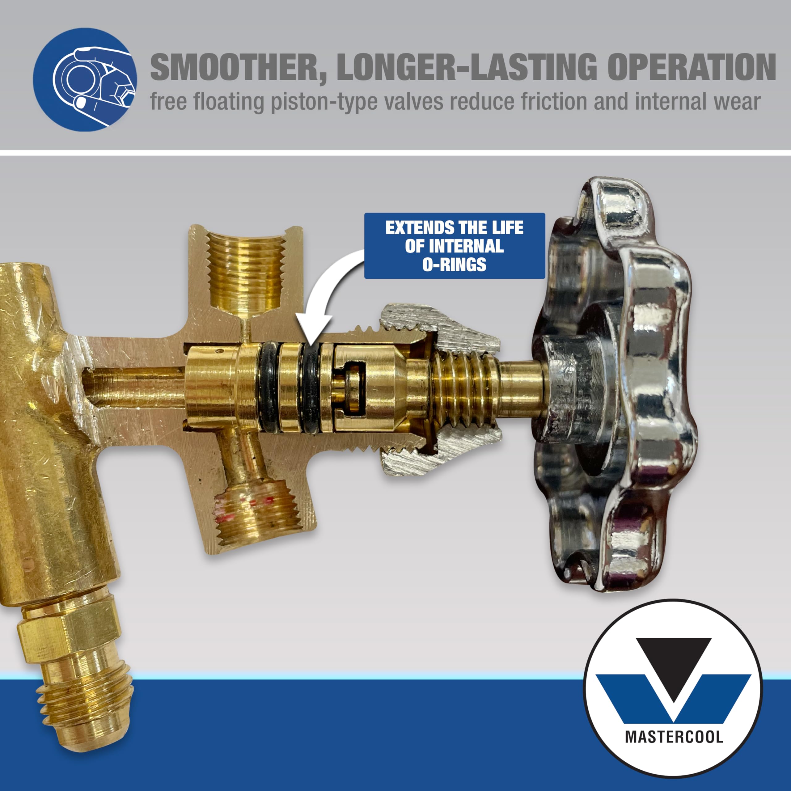 Mastercool 59161 2-Way Brass Manifold Gauge Set with 60" Hoses, Silicone Dampened Gauges for R410A, R22, R404A - U.S.