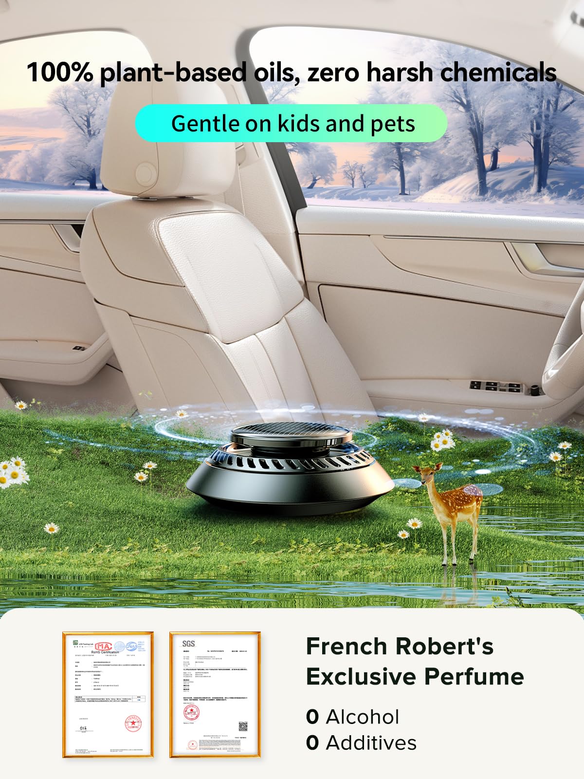 Ceeniu 2025 New Ufo Car Air Freshener, Solar Powered Auto Rotary, Aluminum Alloy, Supports Diy Perfumes, Natural French Fragranc