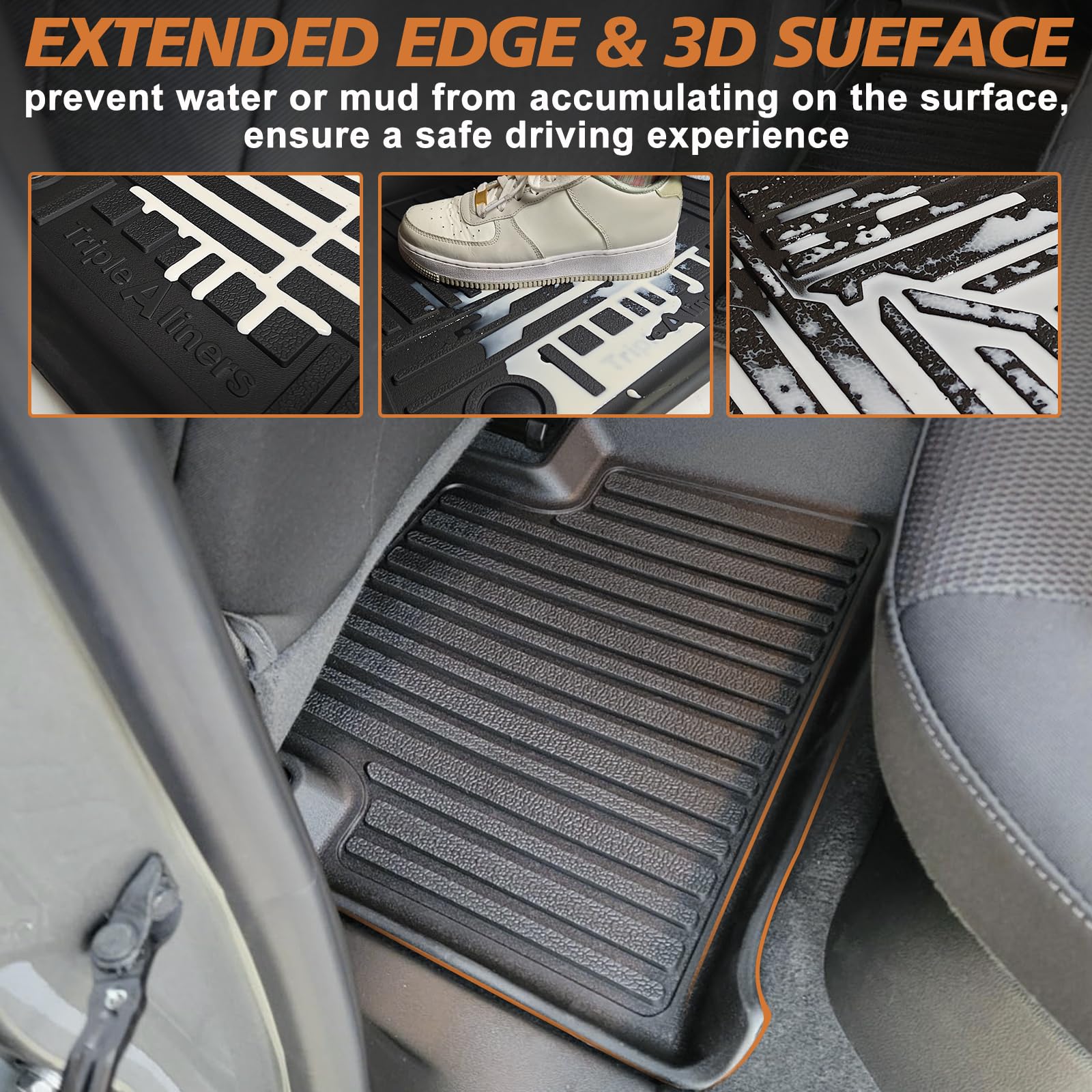 Triplealiners For 2025 2024 2023 Colorado & Canyon Floor Mats Crew Cab 1St & 2Nd Row All Weather Tpe Material Front Rear Full Se