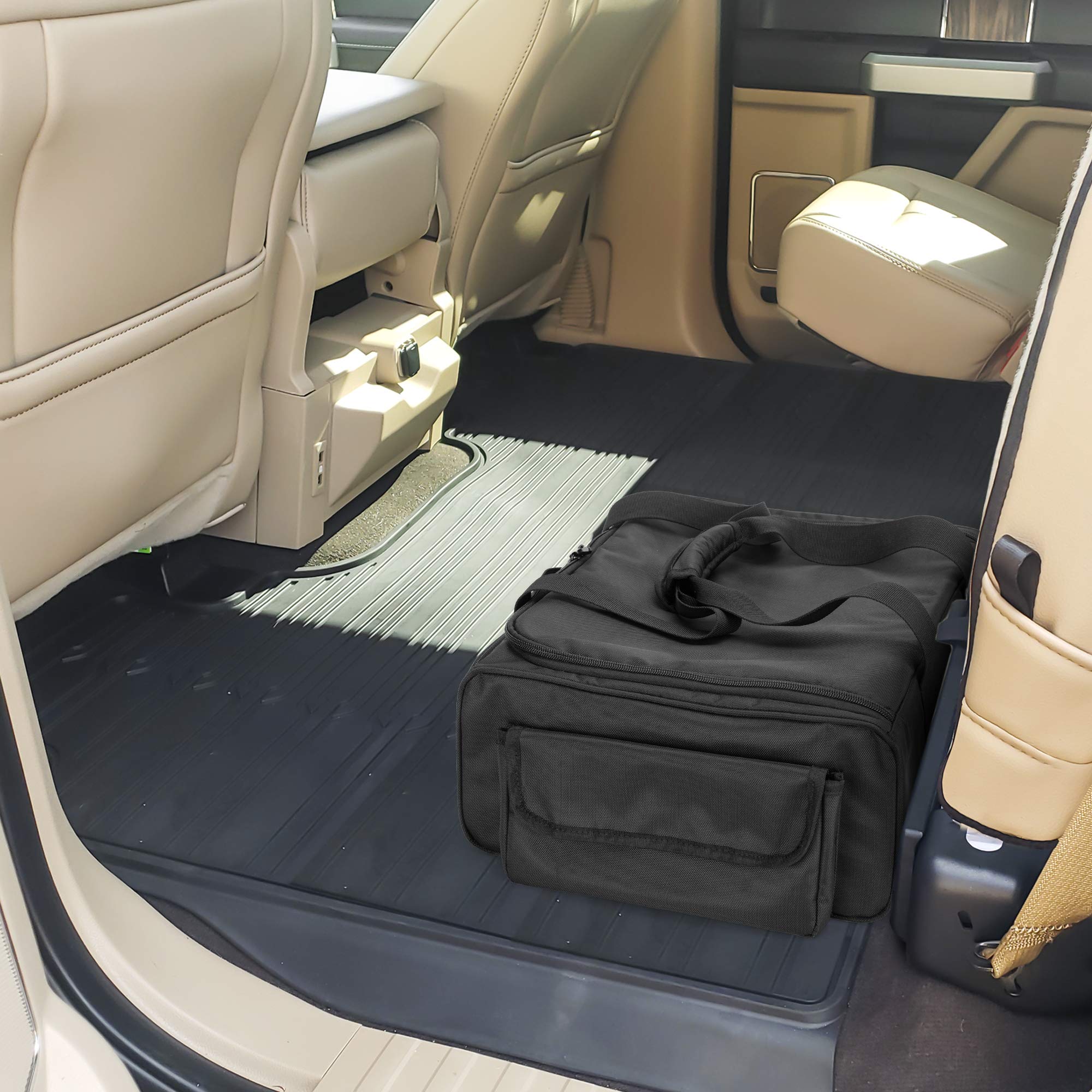 samdew Underseat Storage Bag - Truck Organizer, Medium, Nylon, Black, Model SD00401, with Detachable Divider & Anti-slip Bottom
