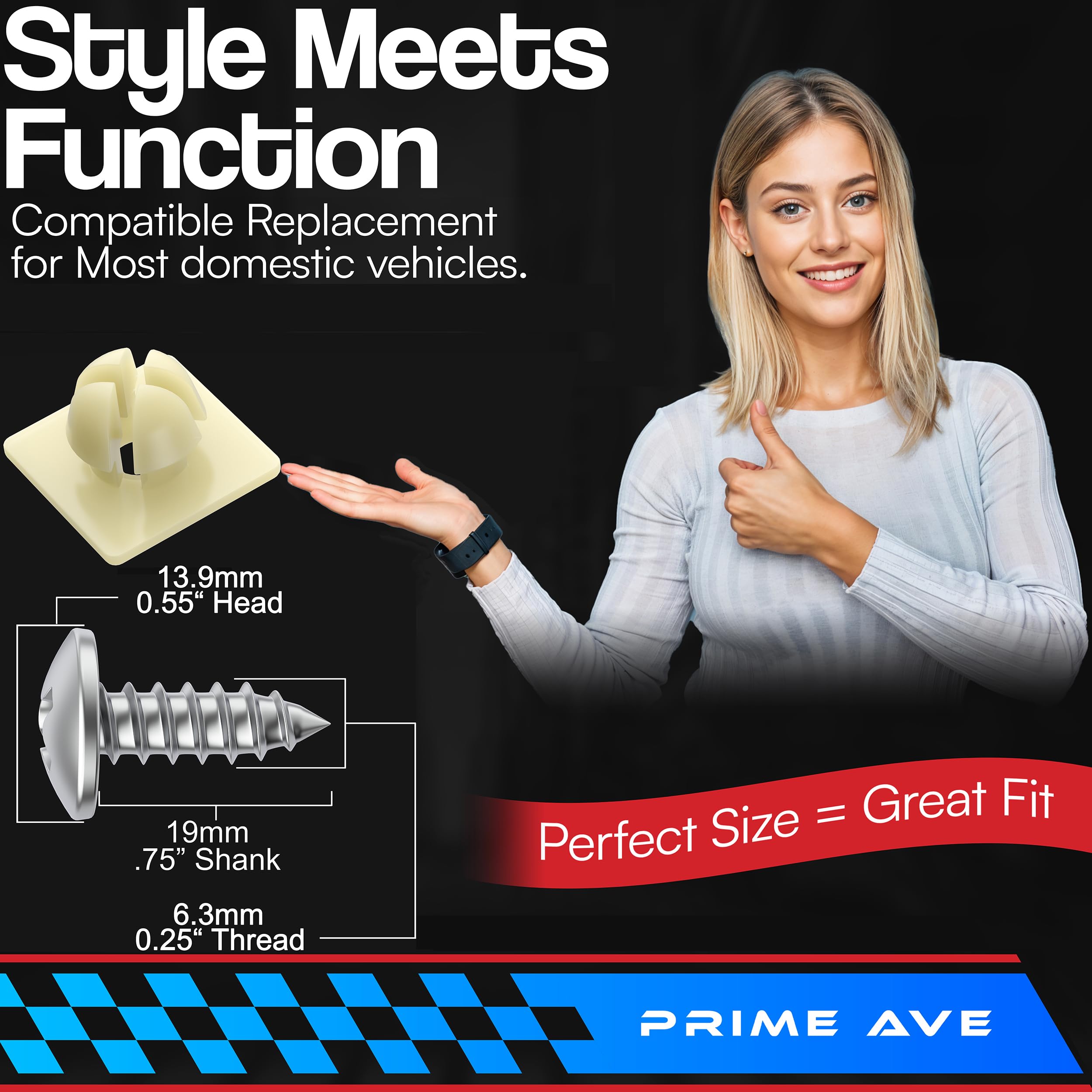 Prime Ave Stainless Steel Screws With Nylon Inserts For Securing License Plates, Frames & Covers 4755299 3907444 A11719 (Set Of