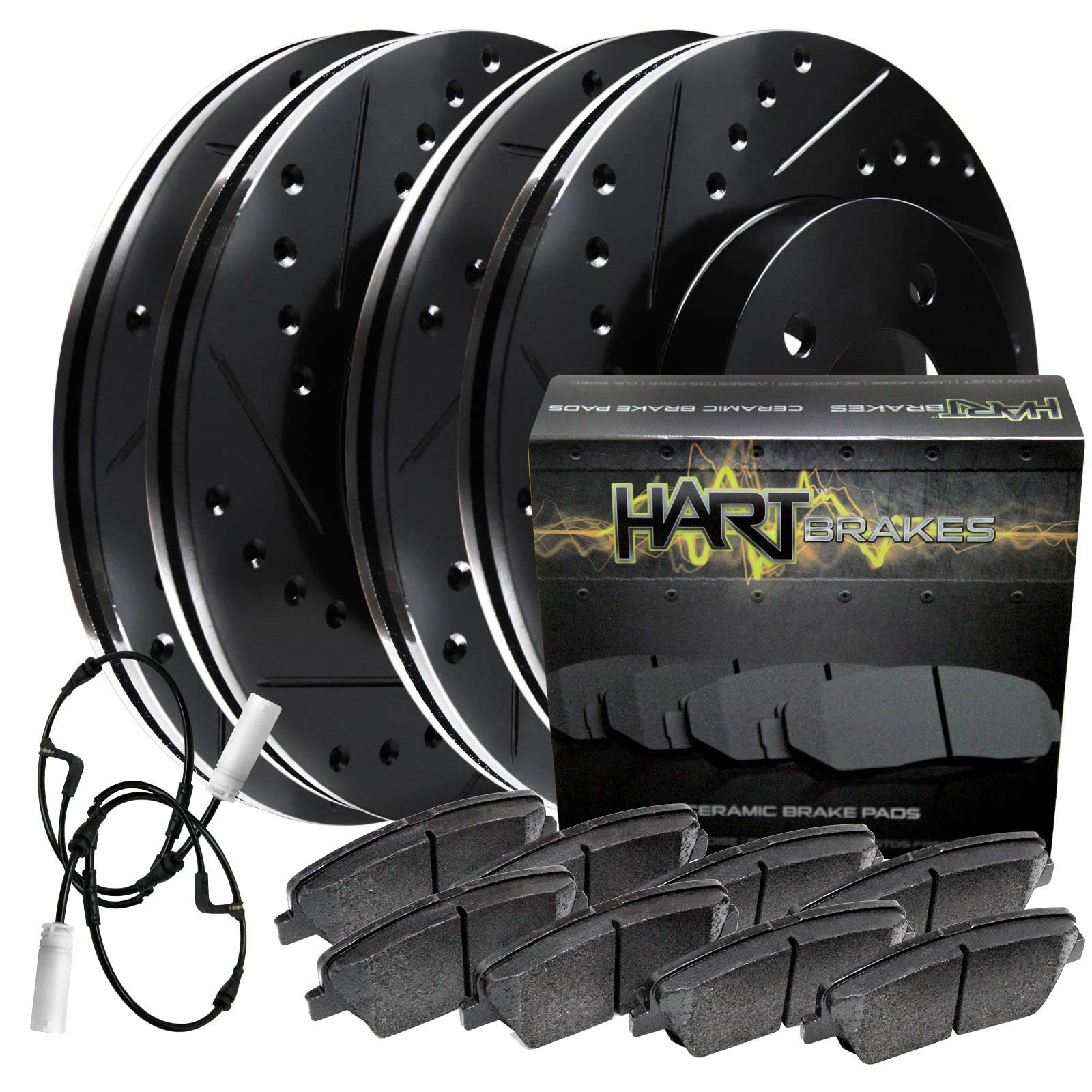 Hart Brakes Front Brakes And Rotors Kit |Front Brake Pads| Brake Rotors And Pads| Ceramic Brake Pads And Rotors |Fits 2006-2018