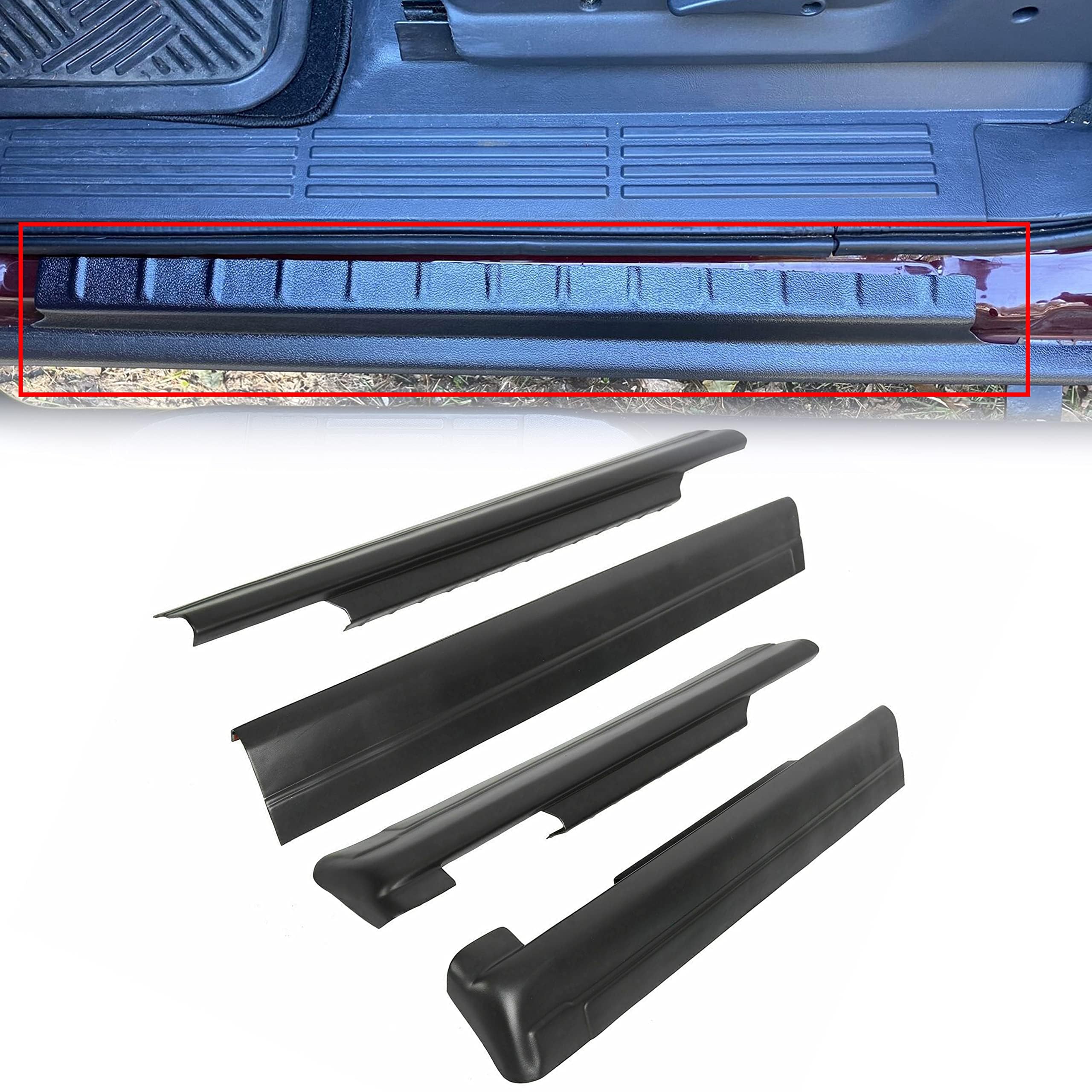 ECOTRIC Rocker Panel Guard Trail Armor for 1999-2007 Chevy Silverado/GMC Sierra, Medium, Black, Plastic, Model VC-LYAP-254-DK
