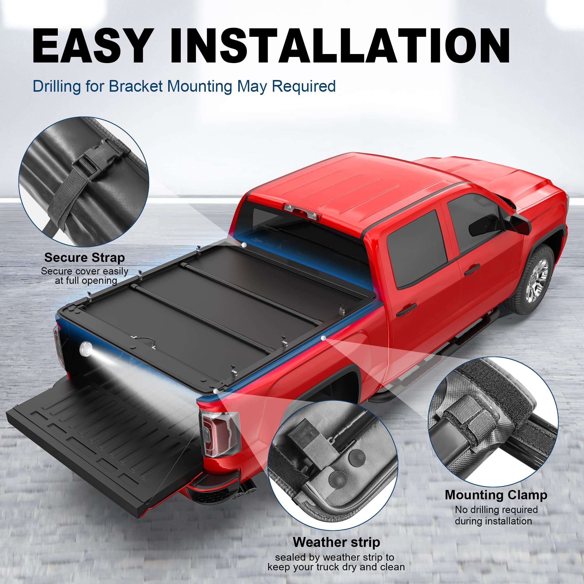 Mostplus Roll-Up Soft Vinyl Truck Bed Tonneau Cover Compatible With 2004-2006 Chevrolet Chevy Silverado/Gmc Sierra 1500 2500 350