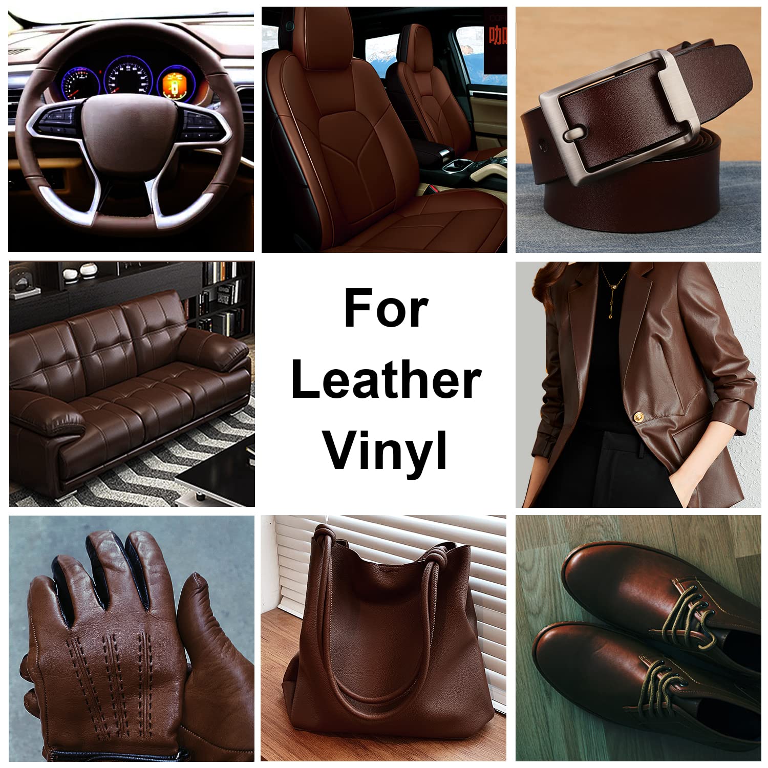 drtulz Leather Recoloring Balm - Dark Brown Repair Kit for Furniture, Car Seats & More - Restores Faded Leather & Vinyl