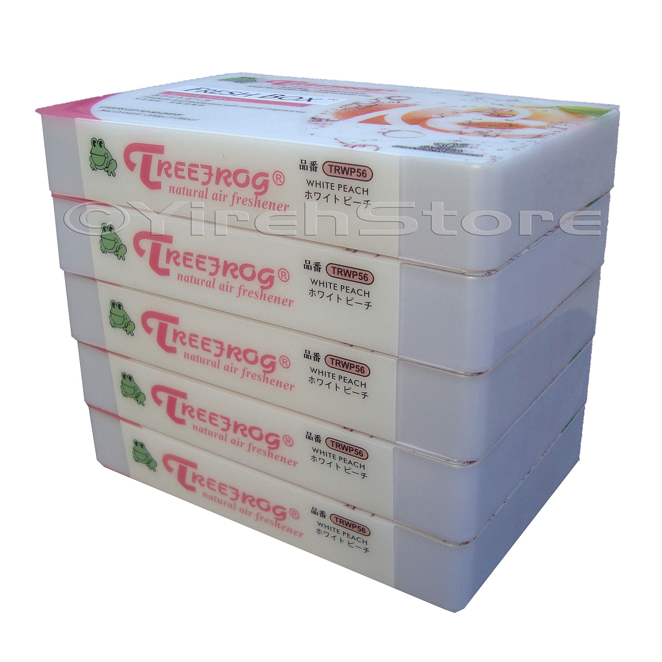 Air Freshener Peach Scent 5 Pack, Treefrog Fresh Box White Peach, Tree Frog Last Long, Large Size Car Air Freshener