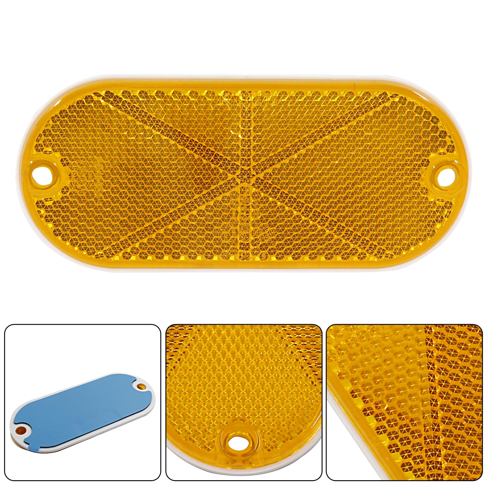 Hitefu 10PCS Front Reflector, Yellow Oval Safety Reflectors for Roads Mailboxes Automobiles Trailer Boats Tunnels Reflector, Sel