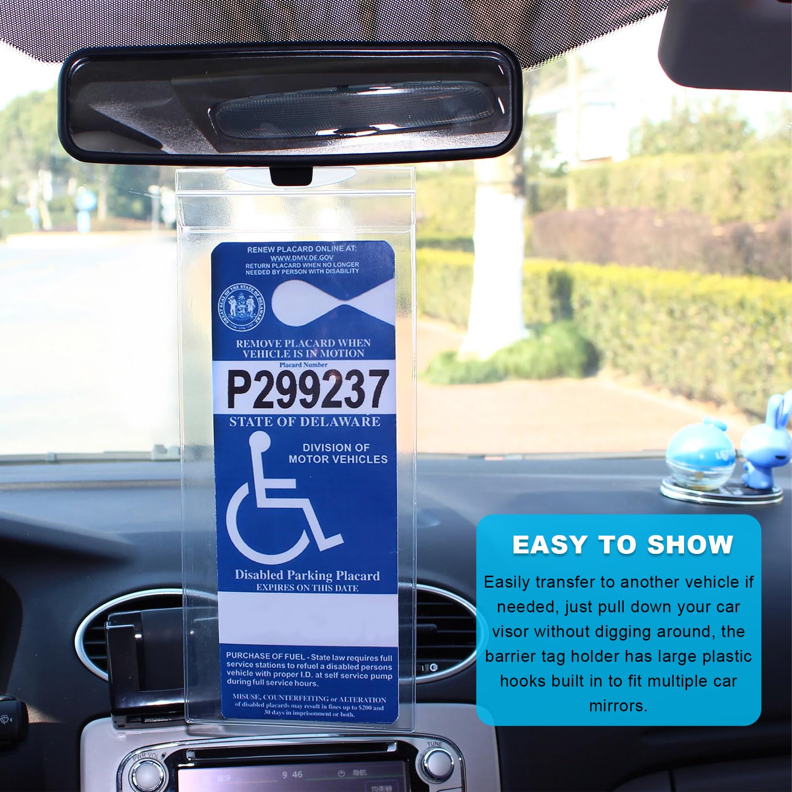 Povtii 1 Pc Handicap Placard Holder, 11.6 ''    5 '' Ultra Transparent Disabled Permit Protective Cover For Sun Visor, Universal
