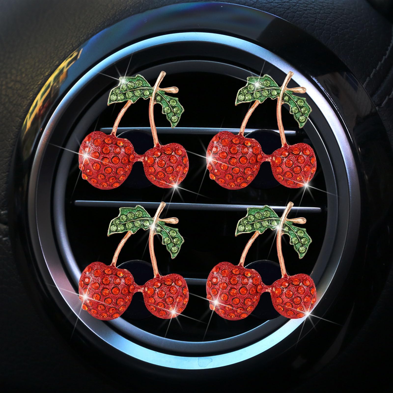 4 Pcs Cherry Decor Air Vent Clips Car Accessories,Stylish Fresheners Automotive Accessories for Women Interior Upgrade,Cherry Rh