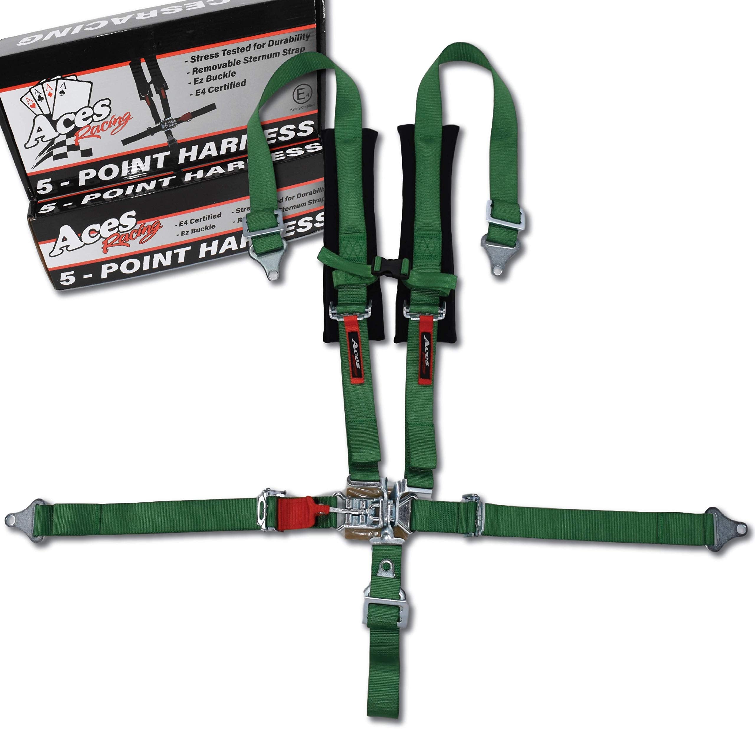 Aces Racing 5 Point Harness With 2 Inch Padding E4 Certified (Green)