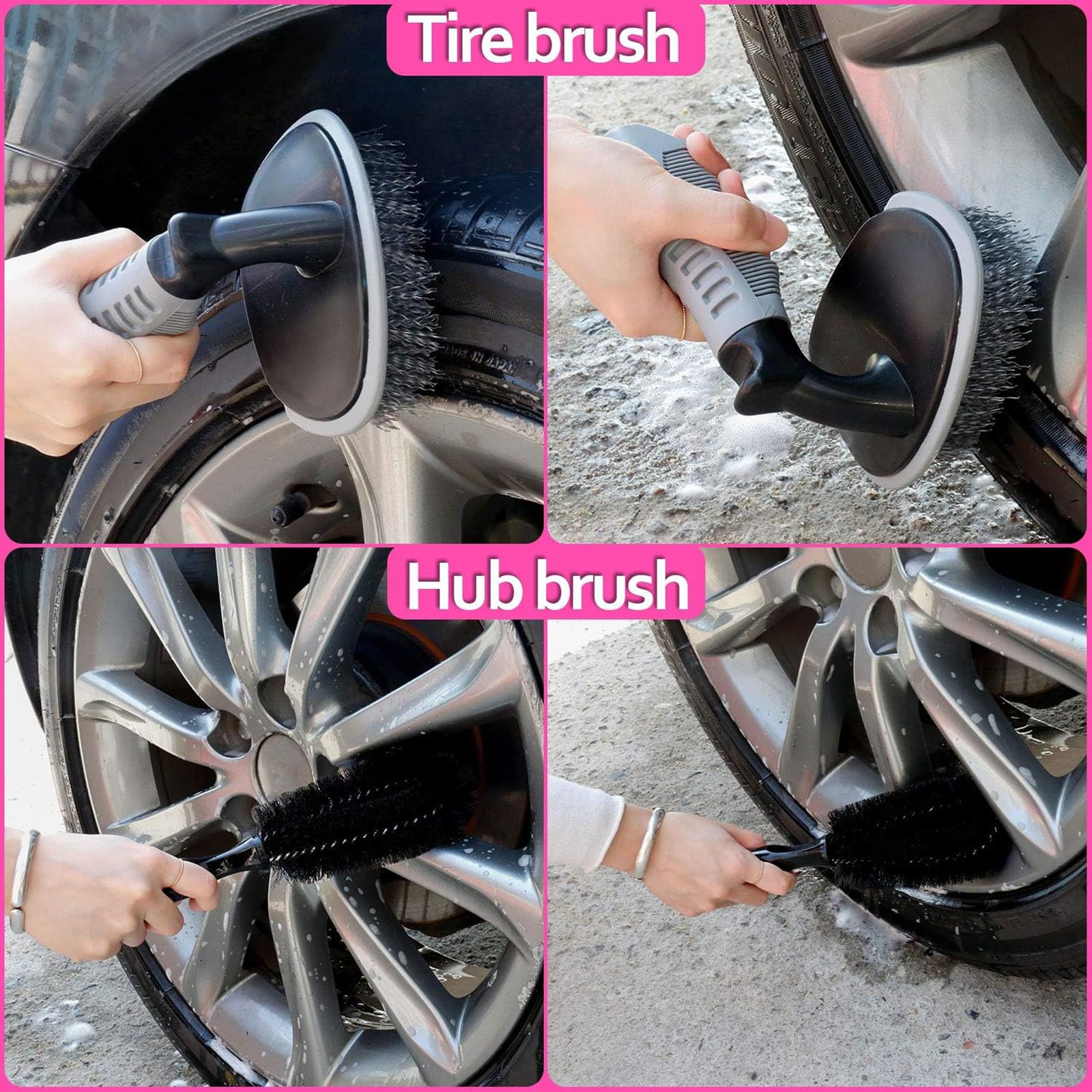 Thinkwork Pink Car Detailing Cleaning Kit, Car Wash Kit, Car Accessories For Women Suitable For Small And Medium Vehicles Such As Cars, Trucks, Suvs(17Pcs)