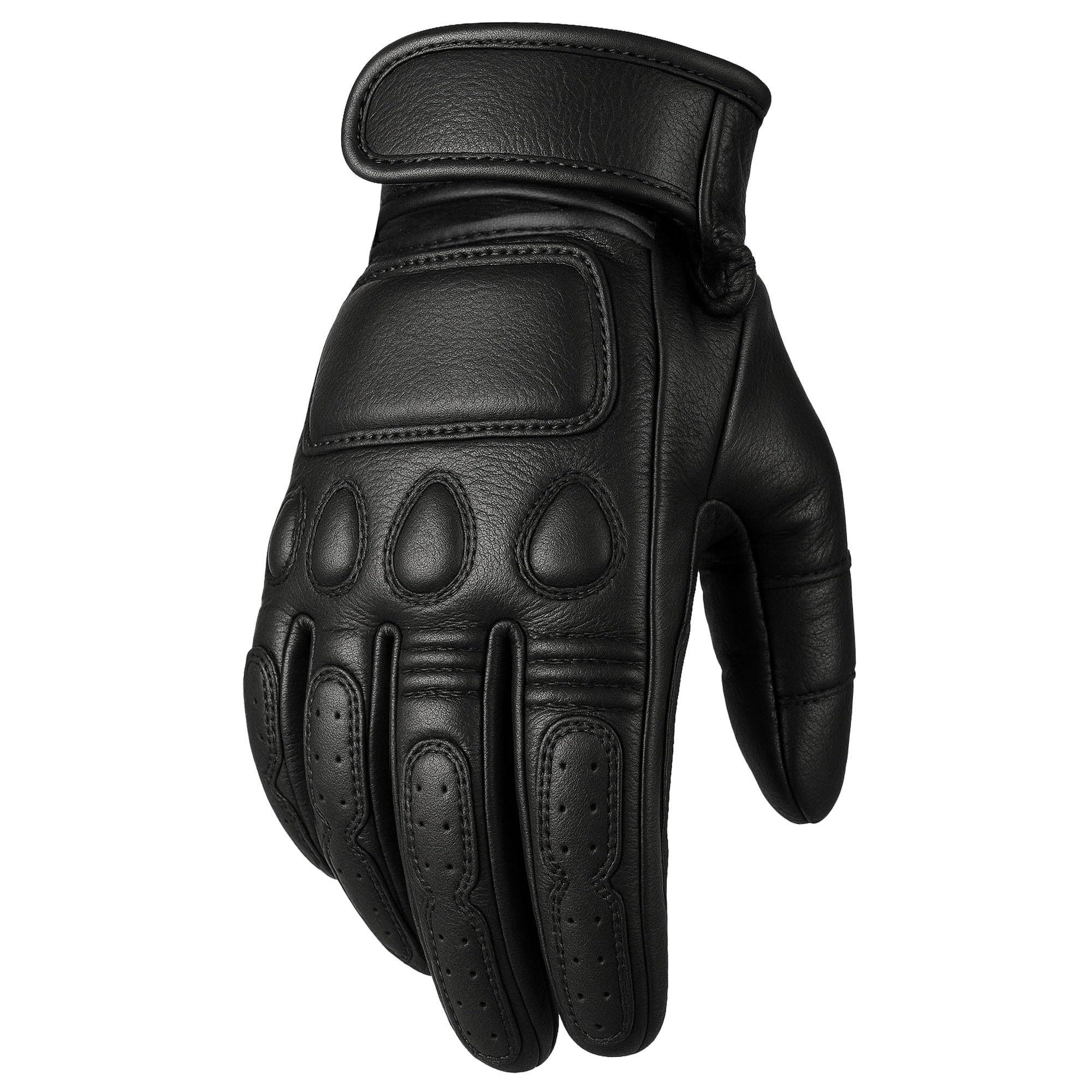 Jackets 4 Bikes Men's Vintage Goatskin Leather Motorcycle Gloves Gel Padded Cruiser Street Riding Protective Racing Powersports