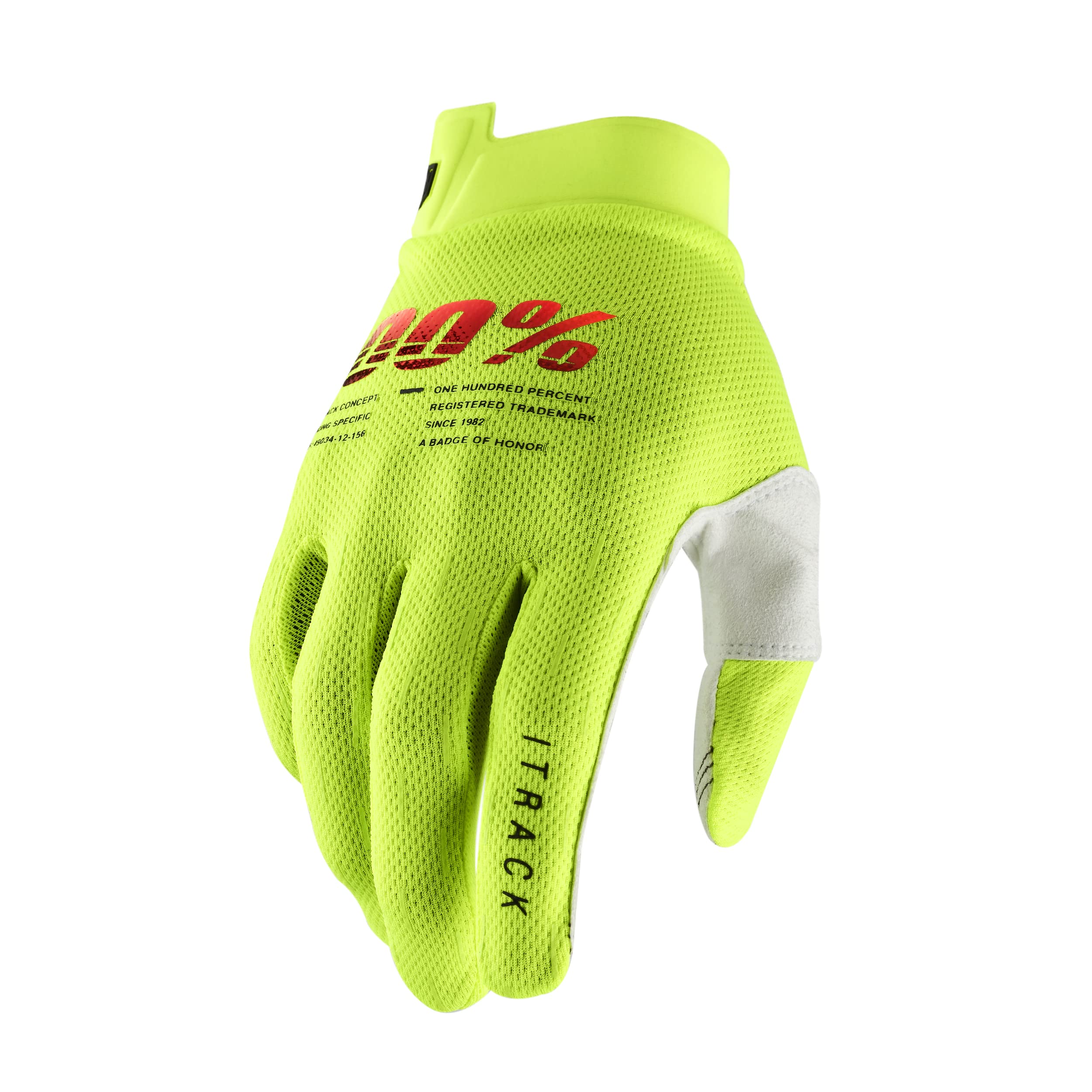 100% ITRACK Ultralight Motocross Gloves - Lightweight MX Dirt Bike & Powersport Racing Protective Gear(XL - FLUO YELLOW)