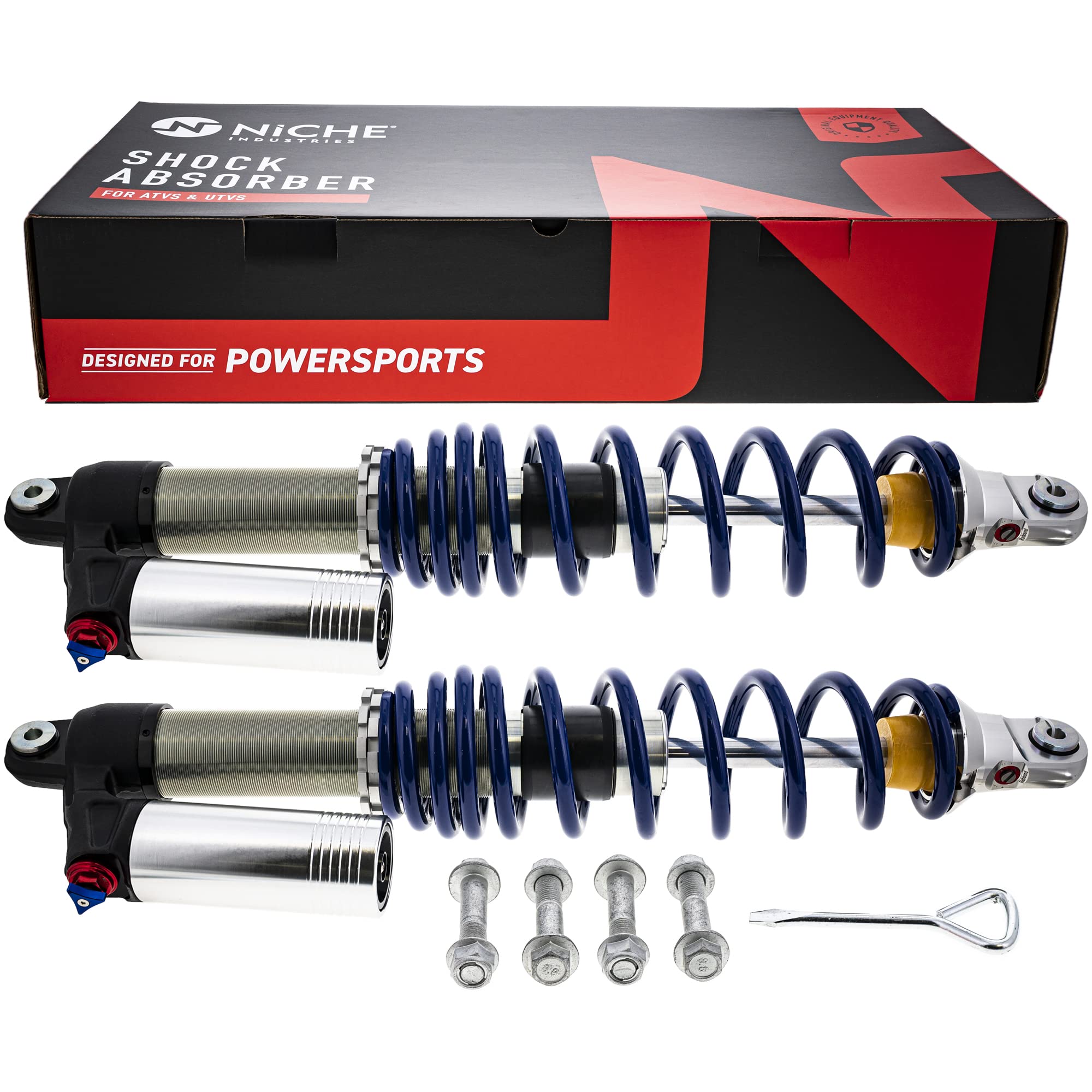 NICHE Adjustable Front Piggyback Shock Absorber for Polaris RZR XP 900, Steel, Black, Model 519-KSH2223K