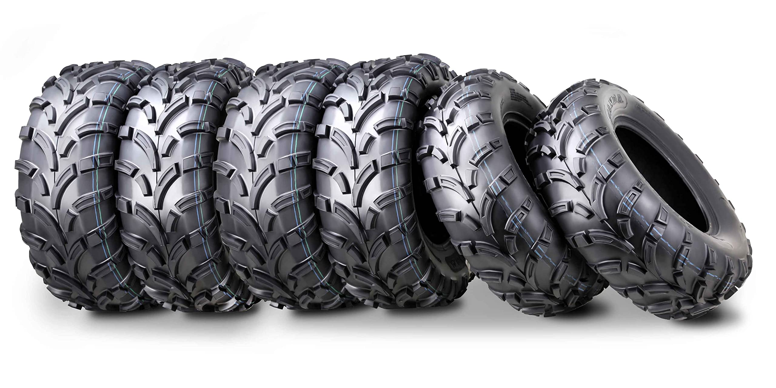 Wanda Set Of 6 Atv Utv Tires (2) 25X10-12 & (4) 25X11-12 High Load Capacity Mud 6X6