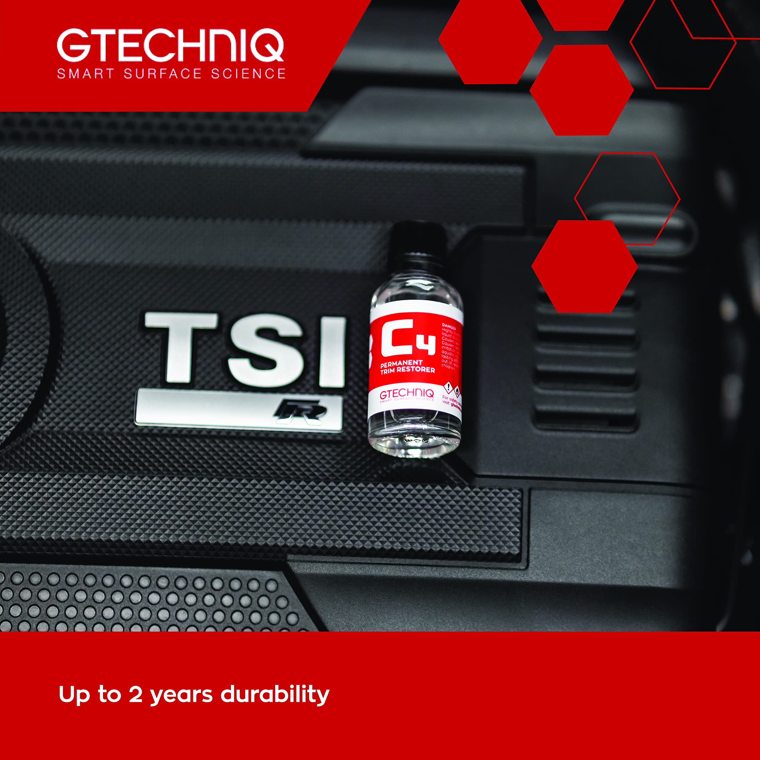 Gtechniq C4 Permanent Trim Restorer - 15ml, Restores Faded Trim, Durable Protective Coating, Optically Clear Film, Lasts Up to 2 Years