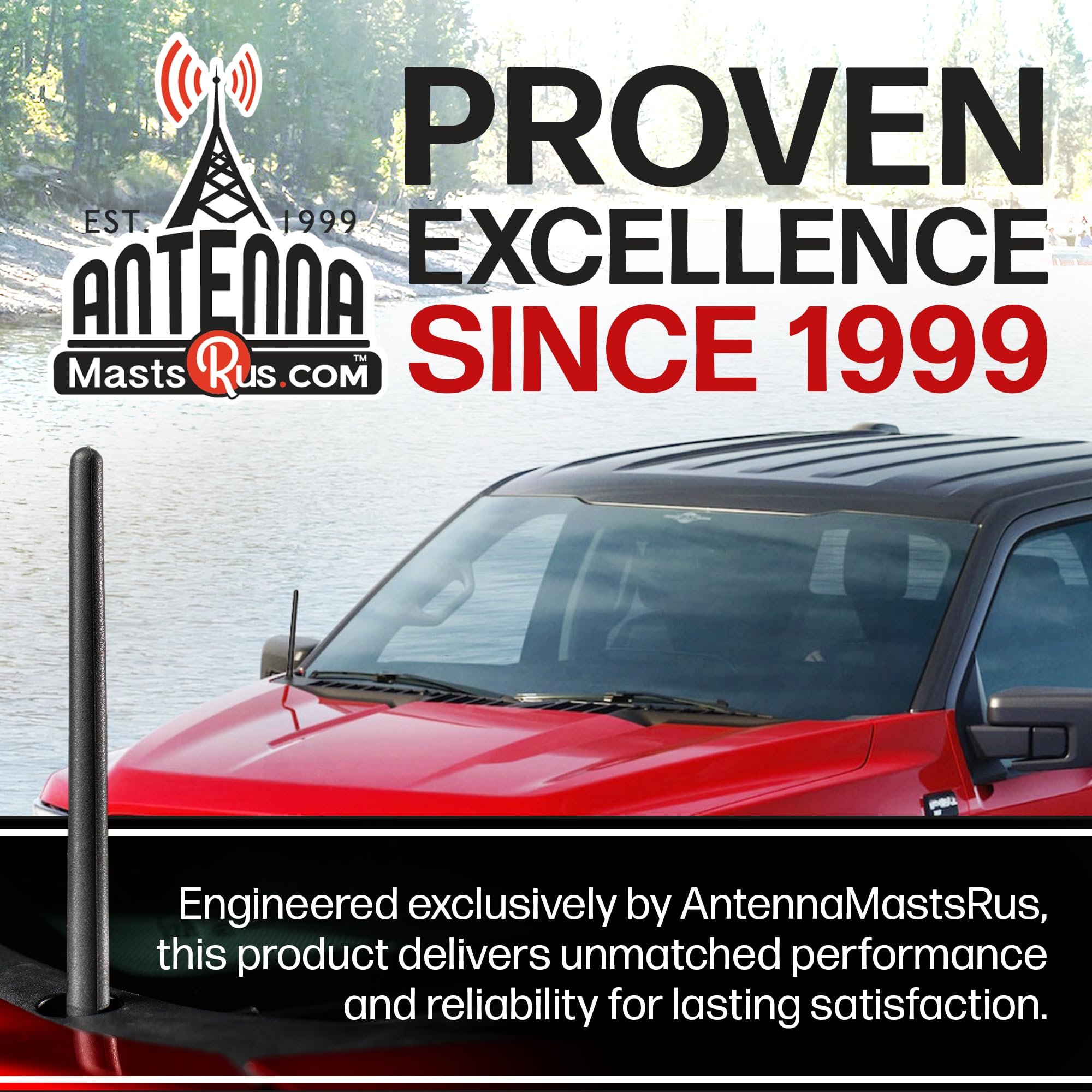 AntennaMastsRus - Short Rubber Antenna fits Dodge Ram Truck 2500 (2010-2018) - USA Stainless Steel Threading - The Original 6 3/