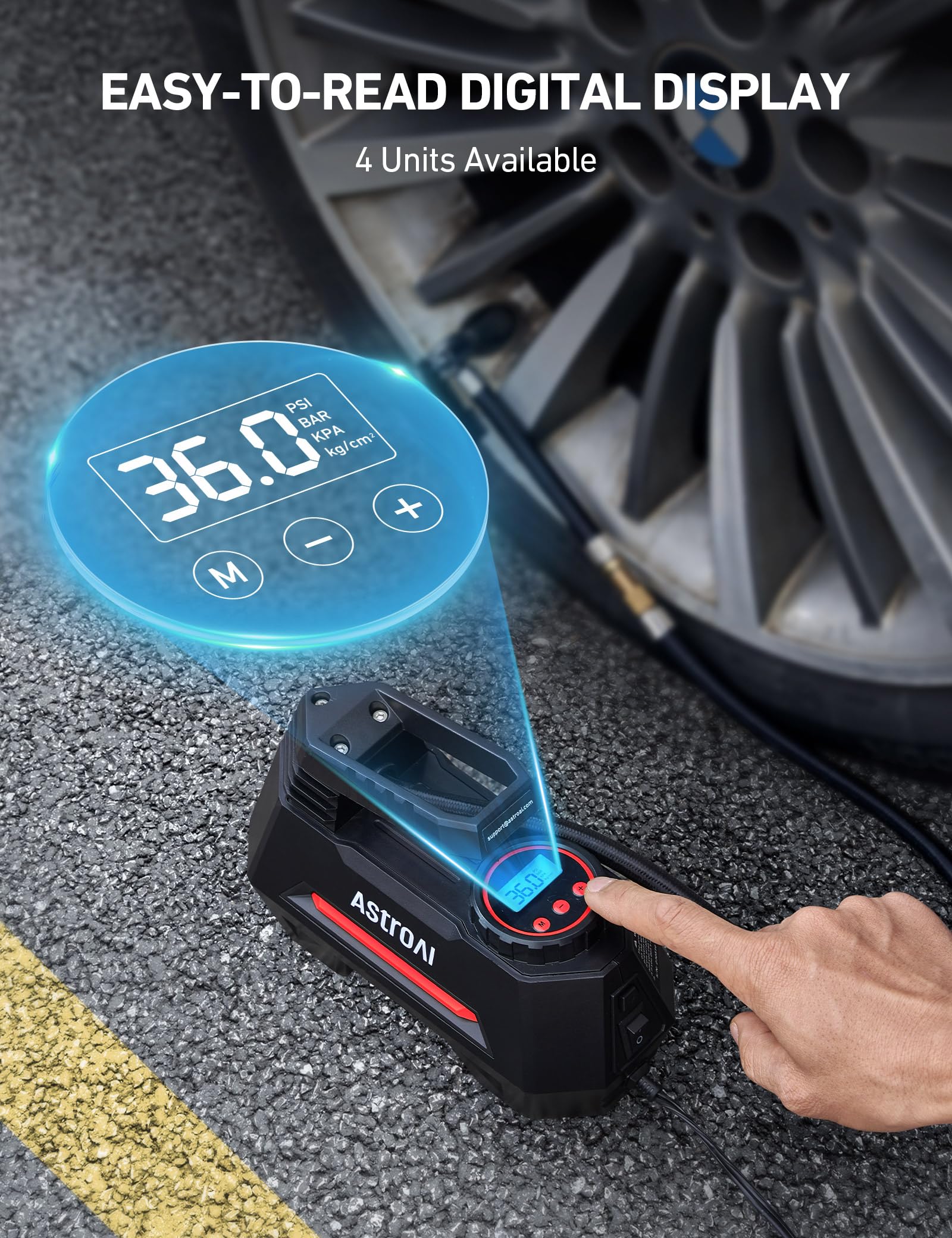 Astroai Tire Inflator Portable Air Compressor Air Pump For Car Tires - Car Accessories, 12V Dc Auto Tire Pump With Digital Press