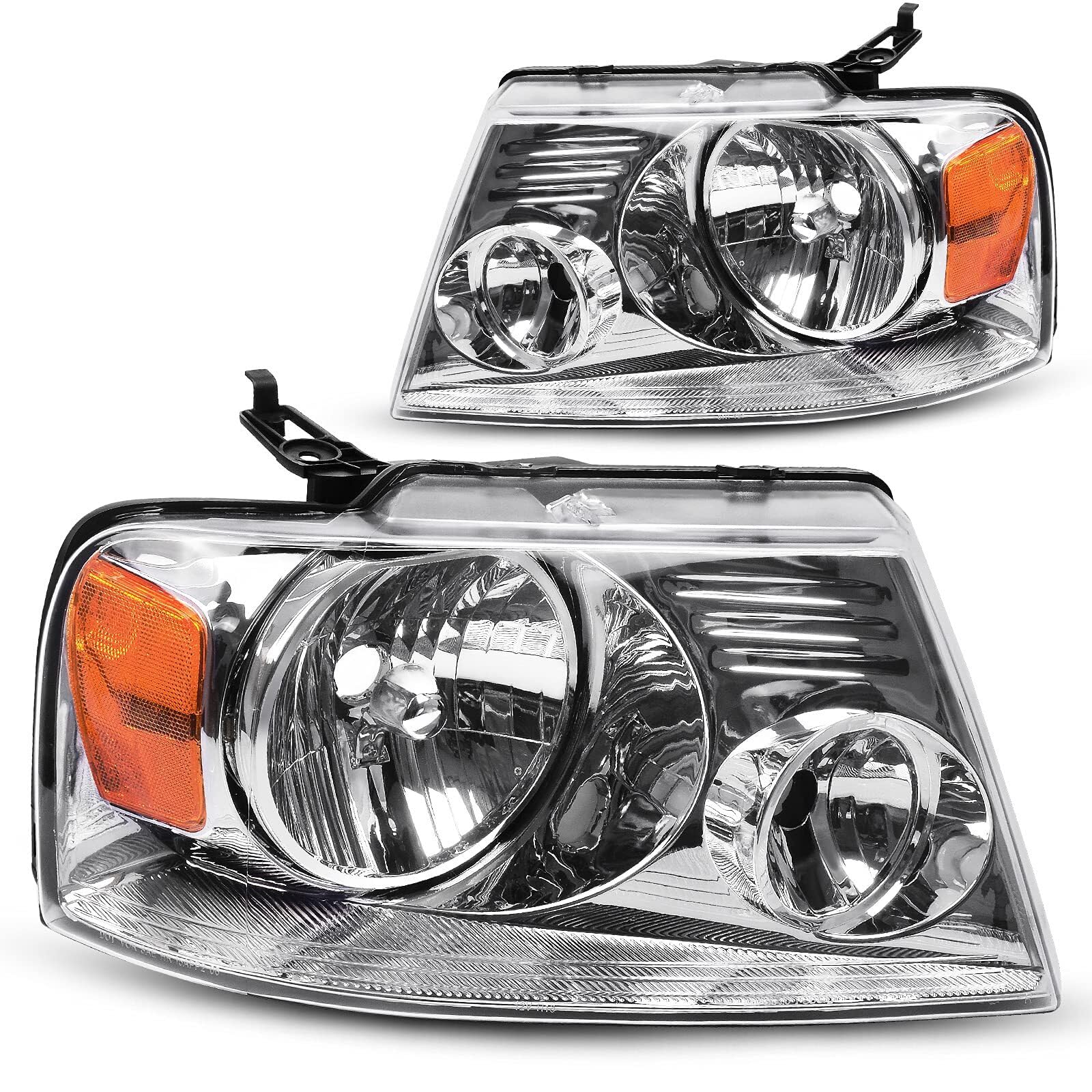 DWVO Halogen Headlight Assembly Compatible with 2004-2008 Ford F150 Pickup 2006-2008 Lincoln Mark LT Passenger and Driver Side H