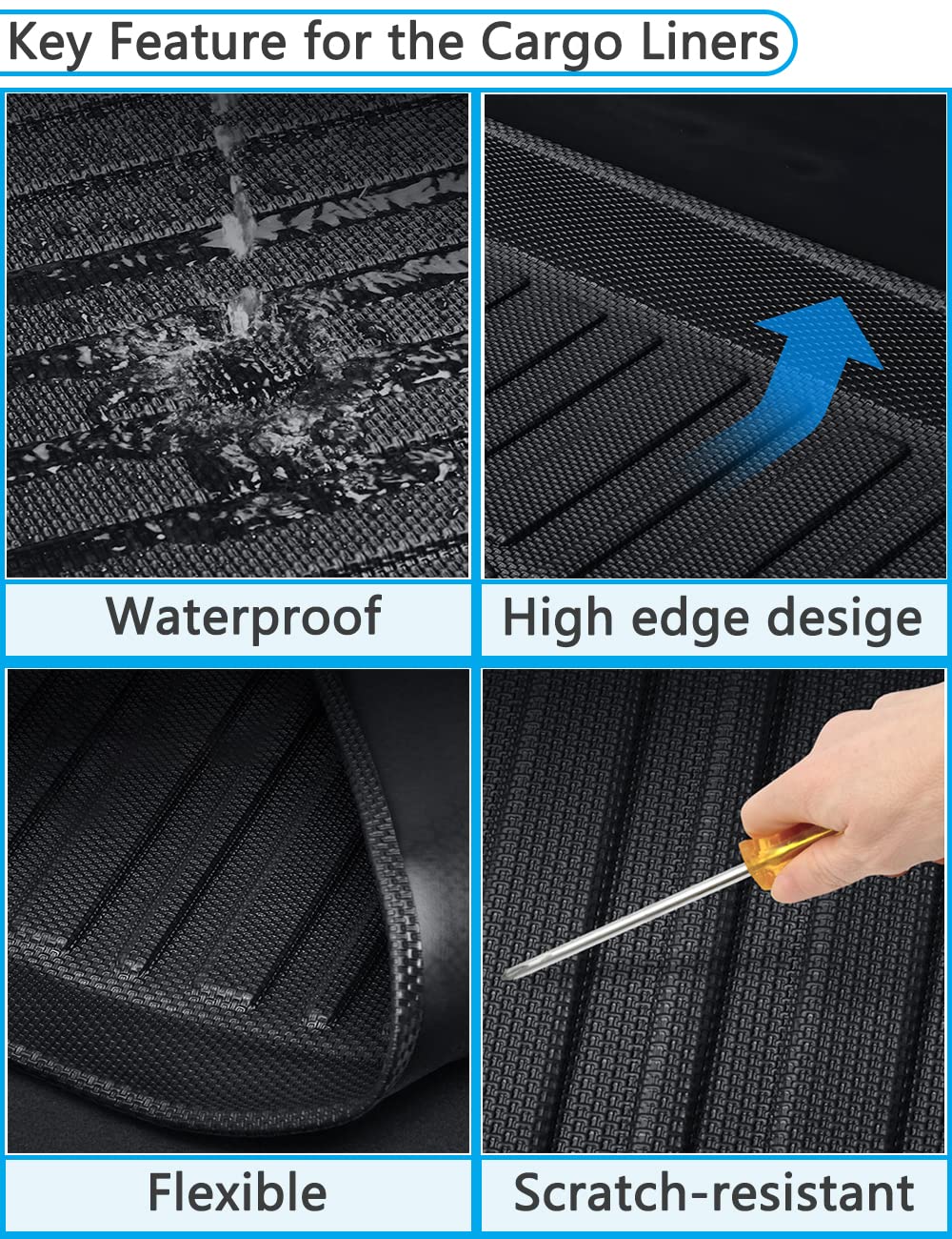 Corolla Cargo Mat - Compatible With 2014-2019 Toyota Corolla,All Weather Tech Rear Cargo Liners Trunk Tray Floor Mats,3D Waterpr