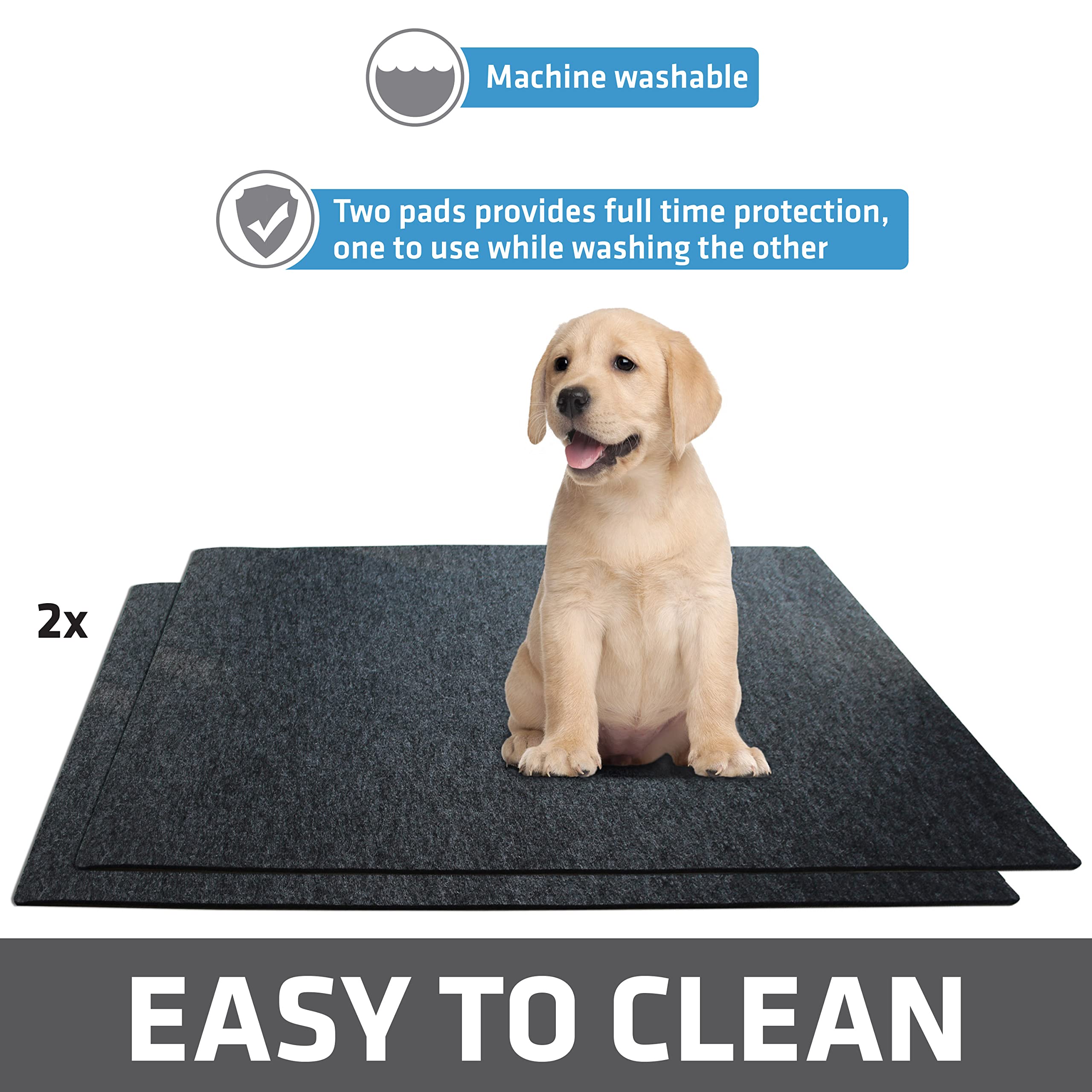 Drymate Washable Pee Pads For Dogs (2-Pack), Waterproof, Absorbent, Non-Slip, Reusable Pet Training Potty Puppy Mats, Housebreak