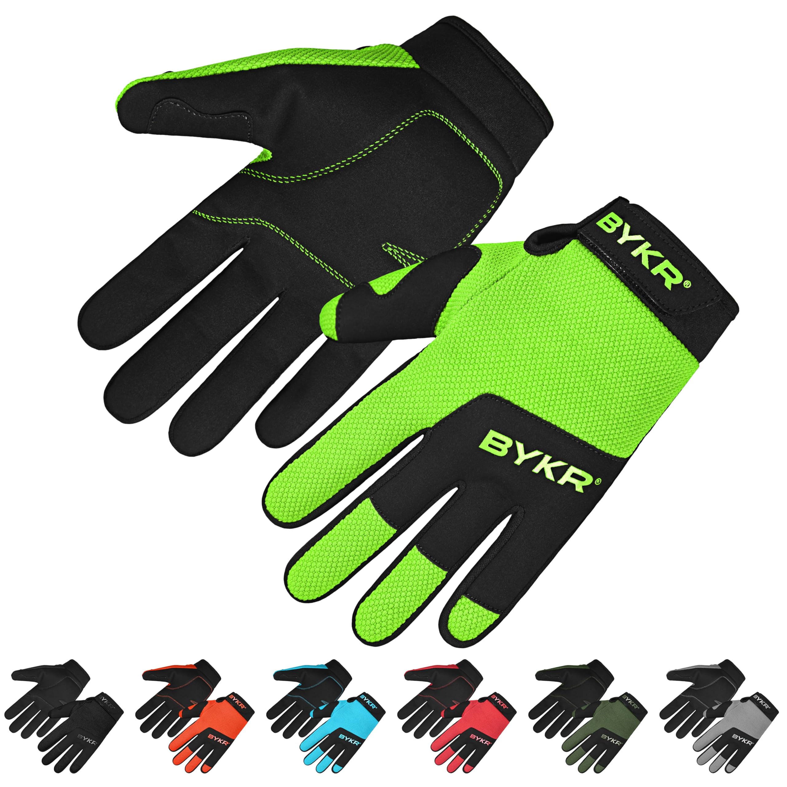 Bykr All-Weather Motorcycle Gloves For Men & Women - Protection For Dirt Bike, Bmx, Mx, And Atv Riding - Fl Green Xxl