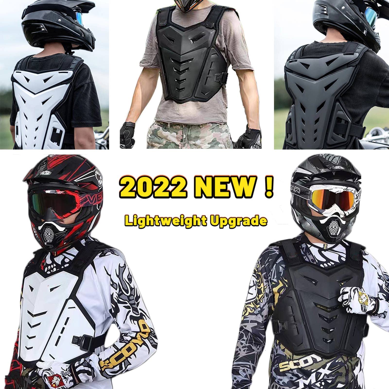 CALOPET Light Upgrade Chest Armor Vest - Black, One Size, Polymer Material for Motorcycle, Dirtbike, Skiing, Off-Road Protection