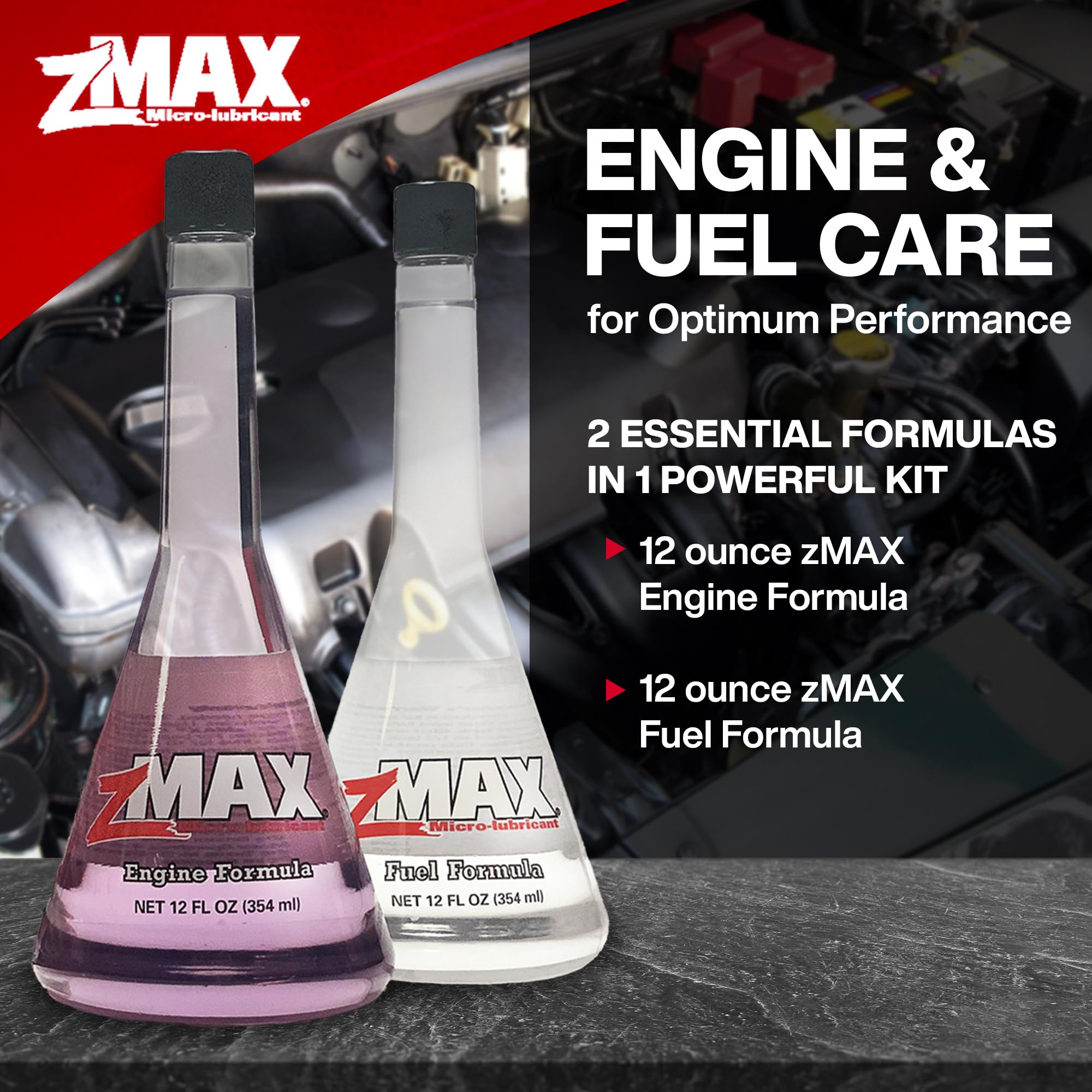 zMAX Engine & Fuel Formula Kit - Reduces Carbon Build-Up, Lubricates Metal - 12 oz - Model 51-011