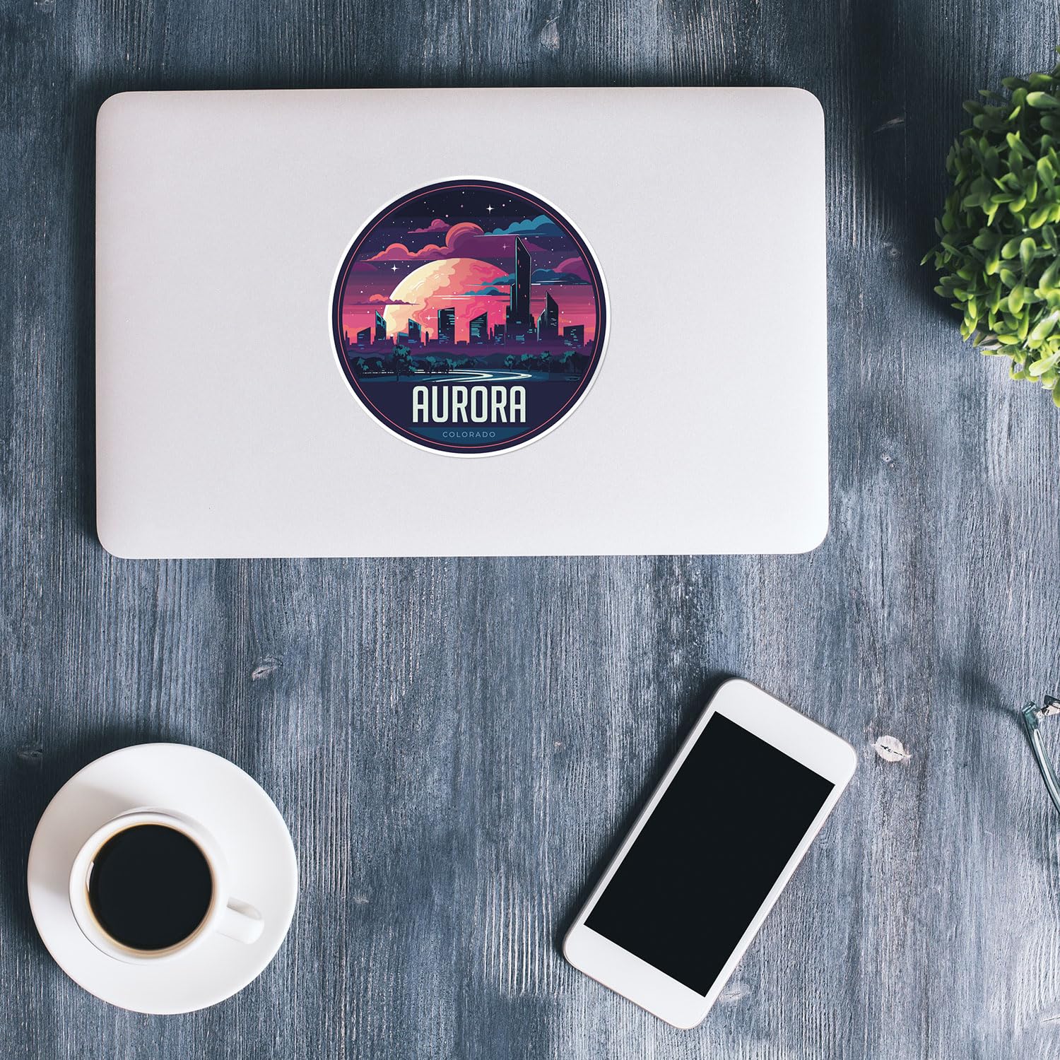 Aurora City Sticker - Waterproof Vinyl Decal for Car Bumper, Laptop, Water Bottle, Wall, and Window, Size - 3'' Longer Side