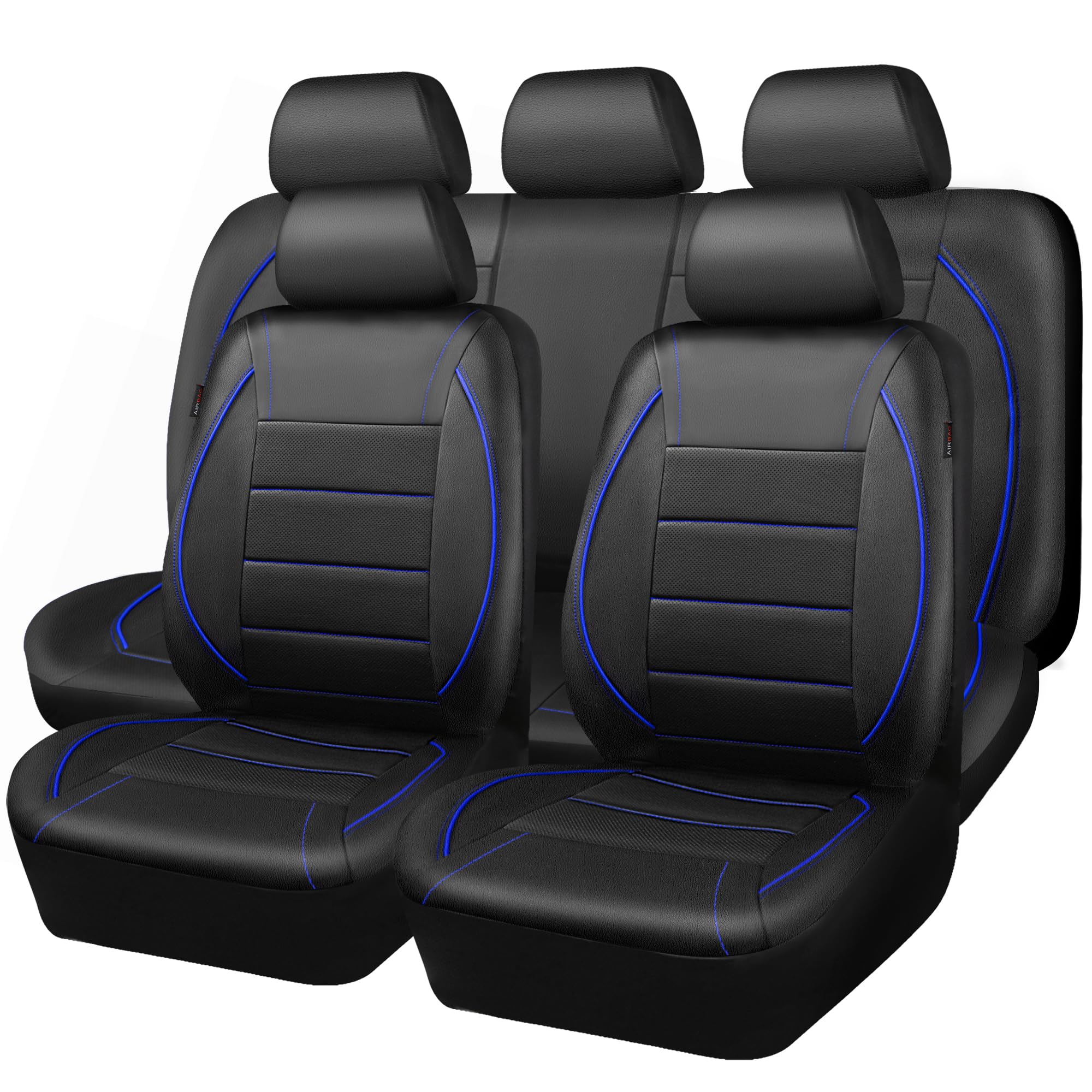 Car Pass Universal Fit Piping Leather Car Seat Cover, For Suvs,Van,Trucks,Airbag Compatible,Inside Zipper Design And Reserved Op