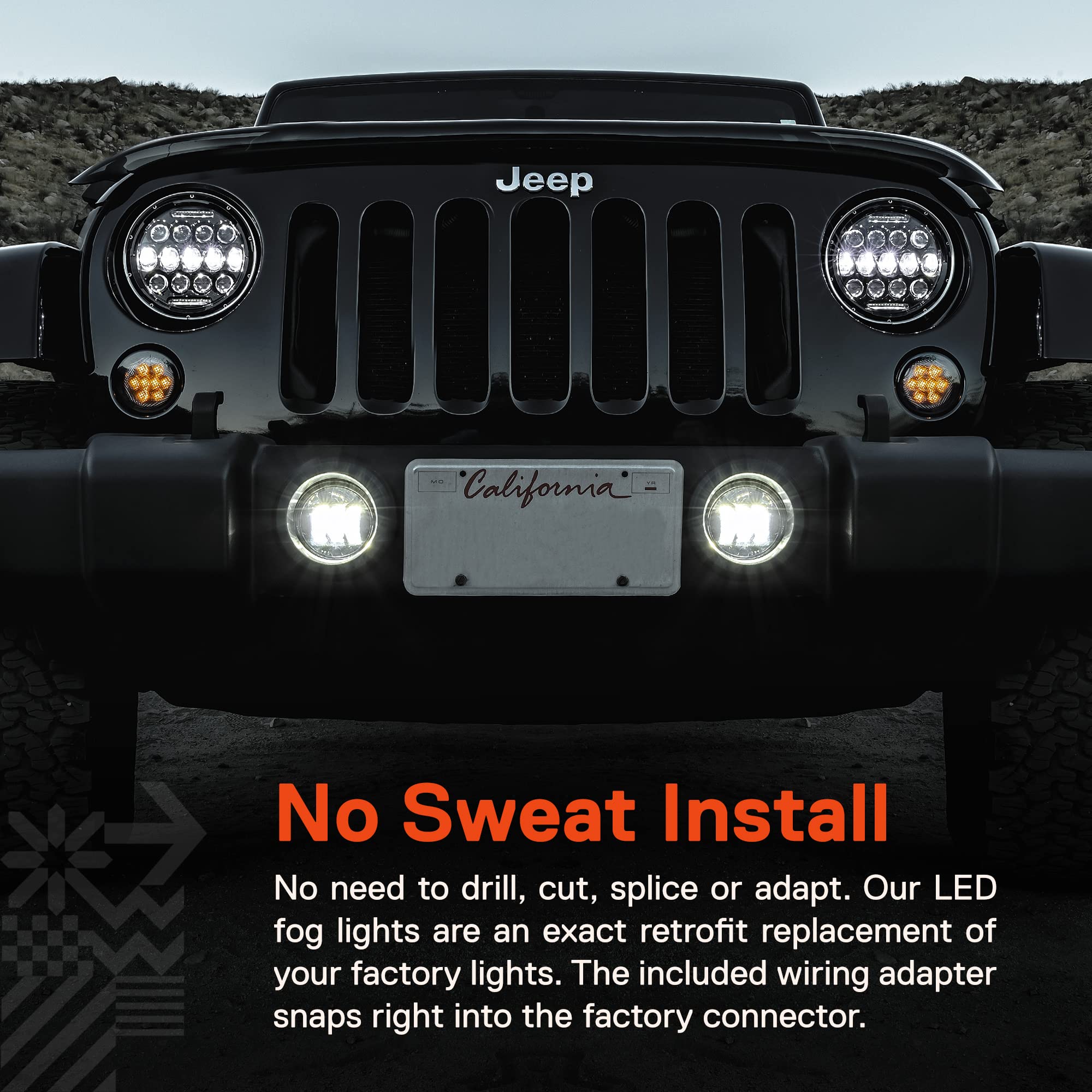 TRUE MODS 4-inch 60W LED Fog Lights Compatible w/Jeep Wrangler JK Unlimited JKU Front Bumper Accessories 2007-2018 Round Driving