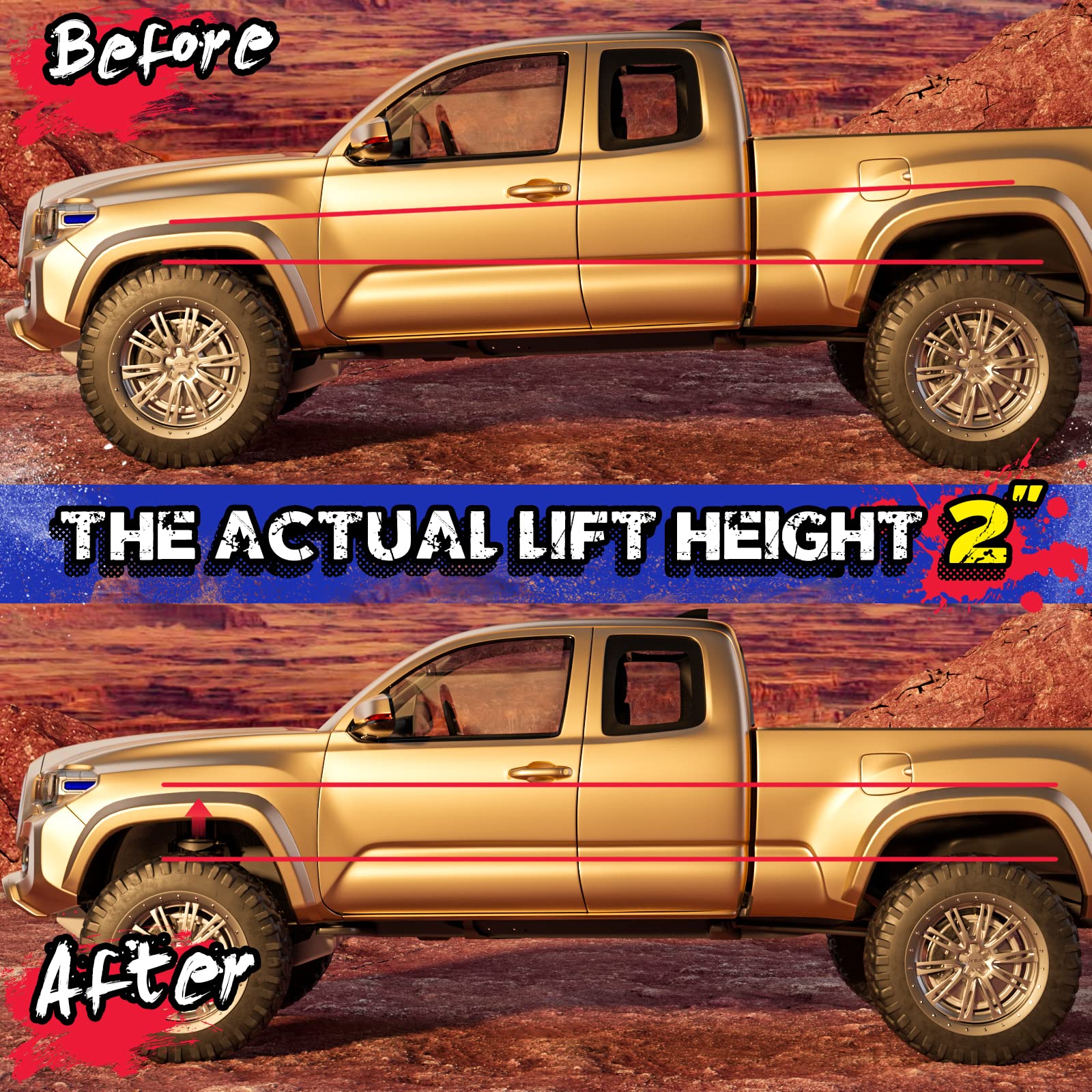 Ksp Tundra Lift Kit Front 2'' Aircraft Billet Strut Spacers Leveling Lift Kit Fit For Tundra 2Wd 2X2 4Wd 4X4 1999-2006