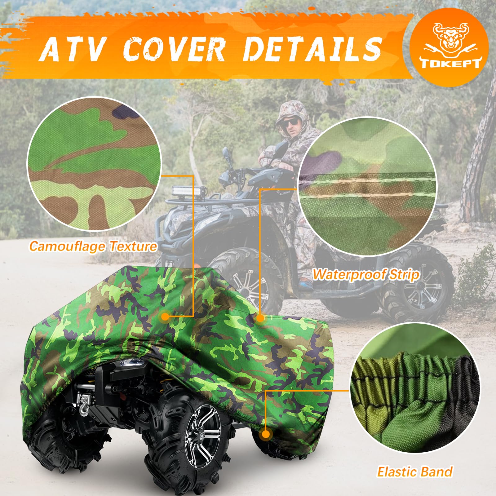ATV Cover Waterproof Heavy Duty 4 Wheeler Cover Quad Cover All Season Weather Proof Outdoor UV Protection for Polaris Yamaha Suz