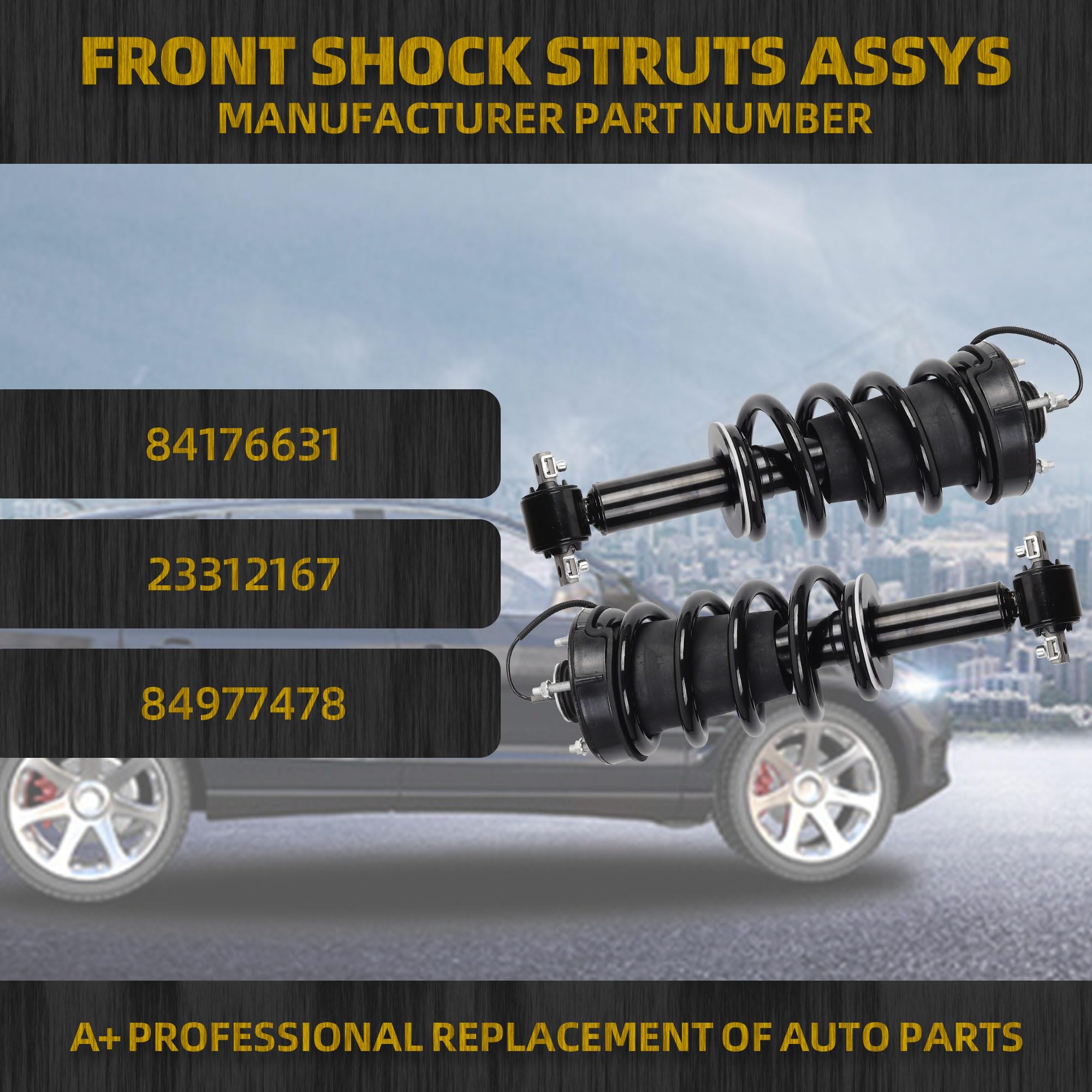 Dasbecan 2Pcs Front Struts Shock Assembly Absorber w/Magnetic with spring Compatible with 2015-2021 Cadillac Escalade Chevy Subu