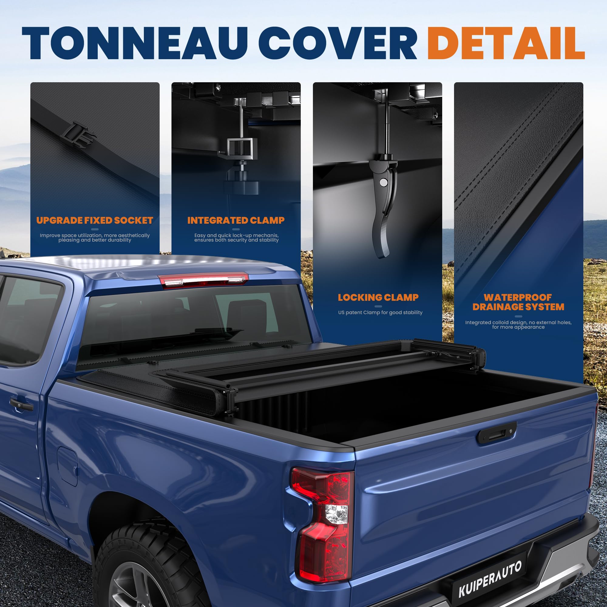 KUIPERAUTO Soft Tri 5.8FT Truck Bed Tonneau Cover Compatible for 2019-2025 Chevy Chevrolet Silverado/GMC Sierra 1500 (Excludes 2