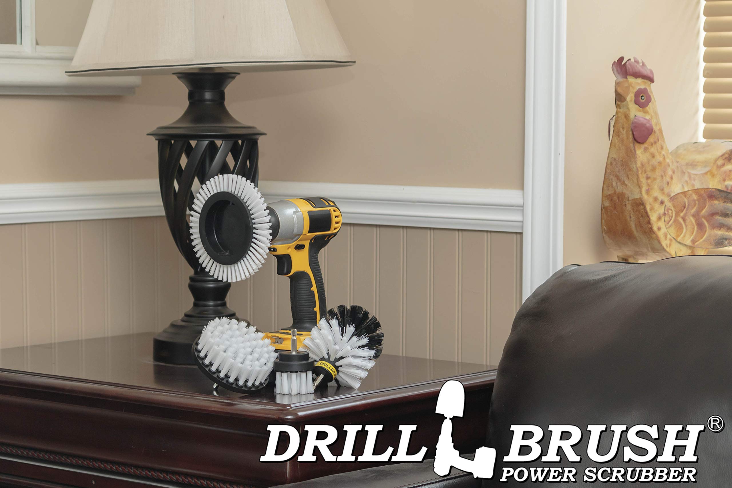 Drill Brush White – Drill Brush Attachment Set - Windshield Cleaning - Soft Scrub Brush For Glass – Auto Detailing Brush Kit - Car Carpet Power Scrubber - Interior Cleaning - Car Wash Accessories
