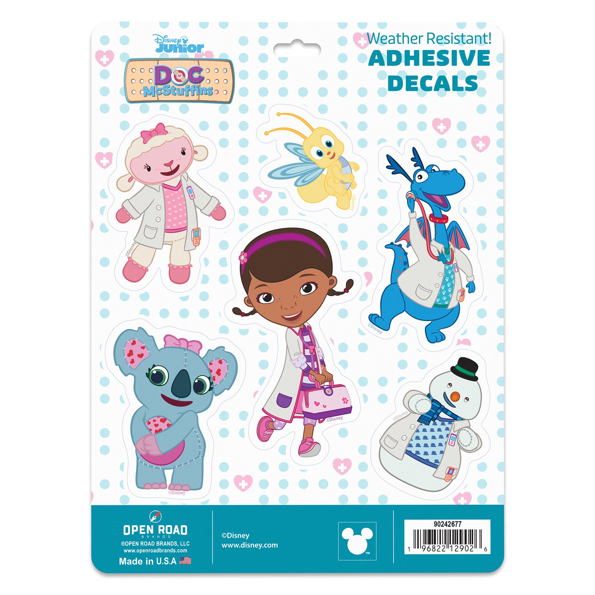 Disney Doc McStuffins Characters Adhesive Vinyl Decals - Fun Doc McStuffins Stickers for Car, 1 Pack (6 Count)