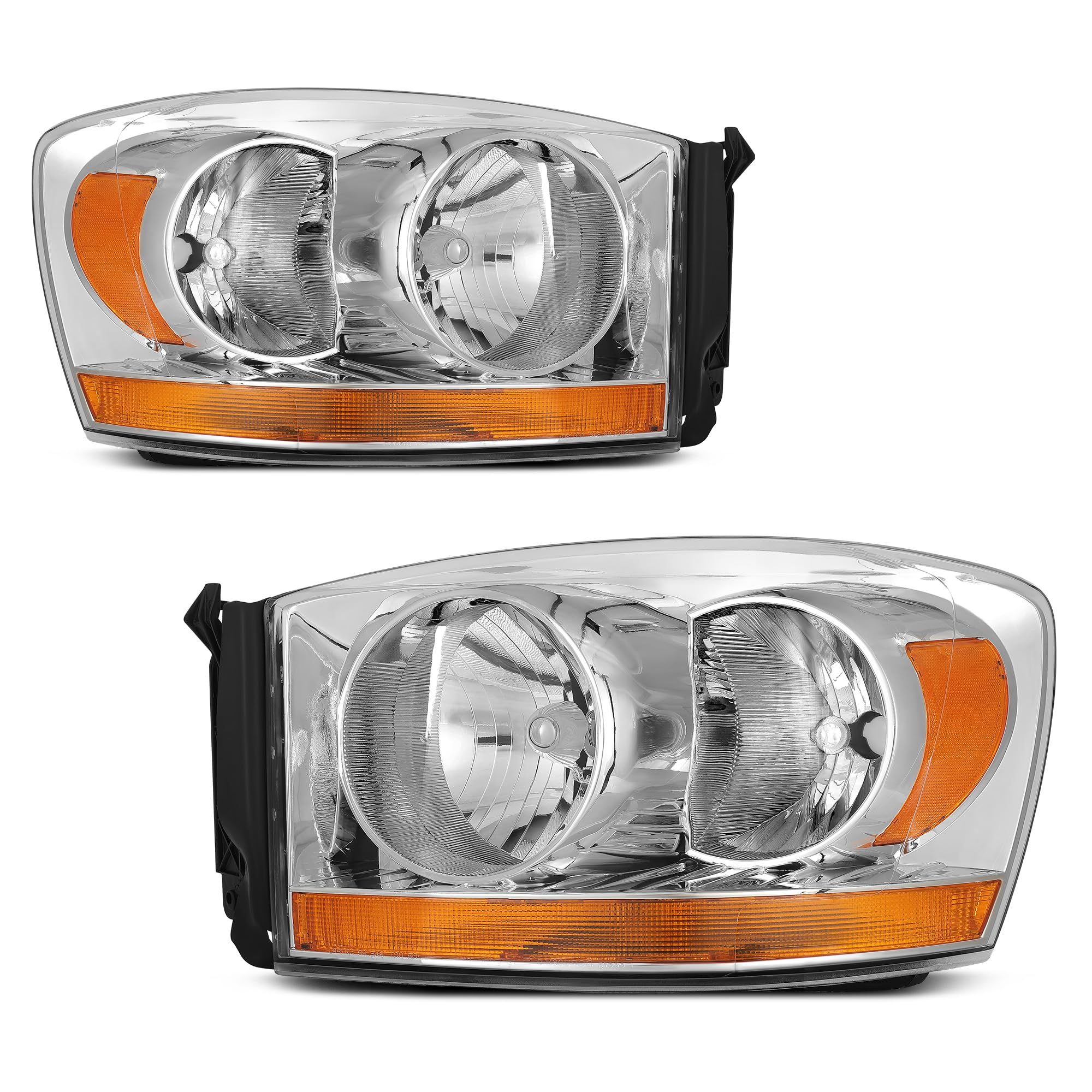 Autosaver88 Headlights Assembly Compatible With 2006-2008 Dodge Ram 1500/2006-2009 Ram 2500 3500 With Amber Cab Clearance Light