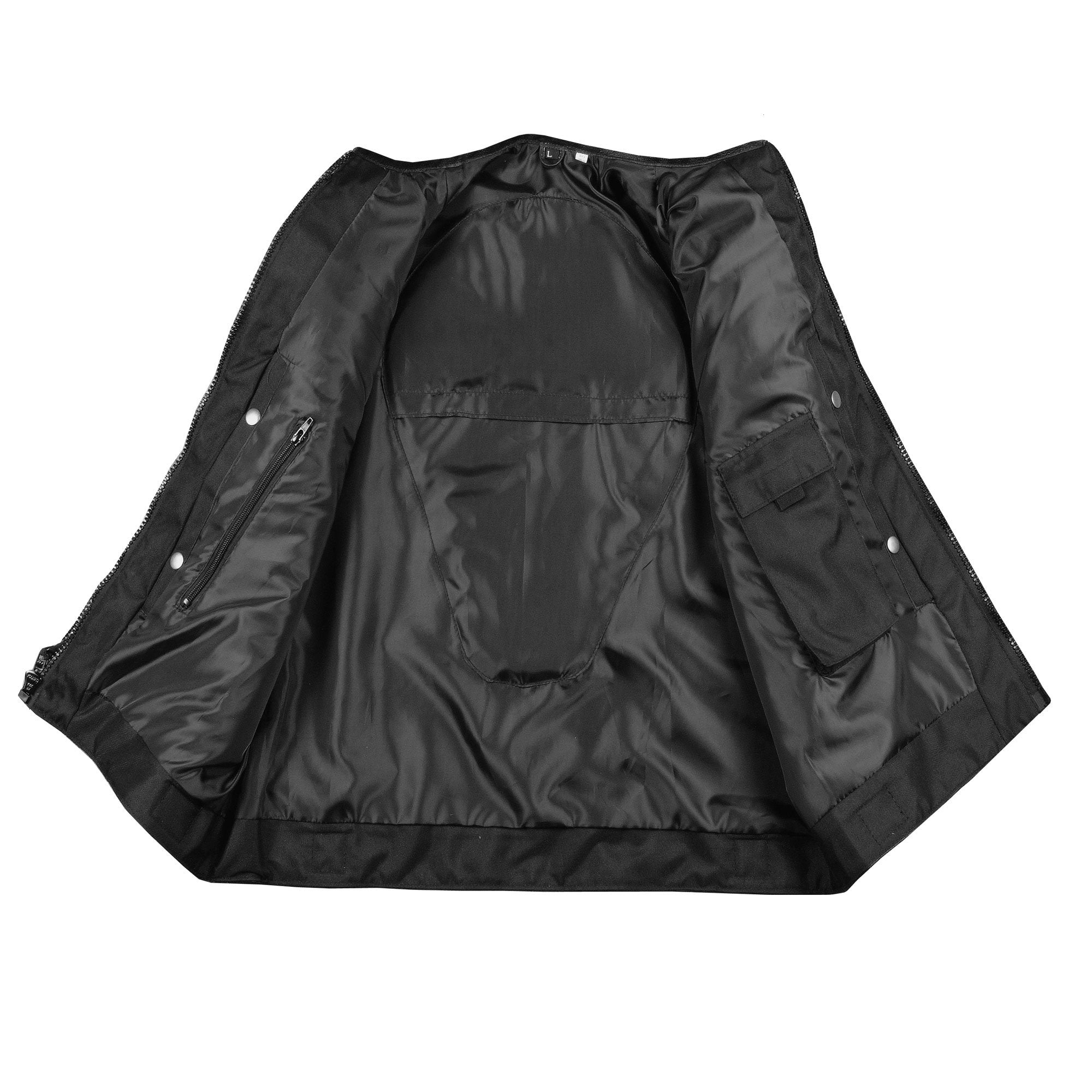 New Men'S Motorcycle Real Cowhide Leather Vest Adjustable Stylish W/Ce Armor, Dual Concealed Carry Gun Pockets Large Back Panel Biker Cruiser Touring Club Riding Vests For Men Black L