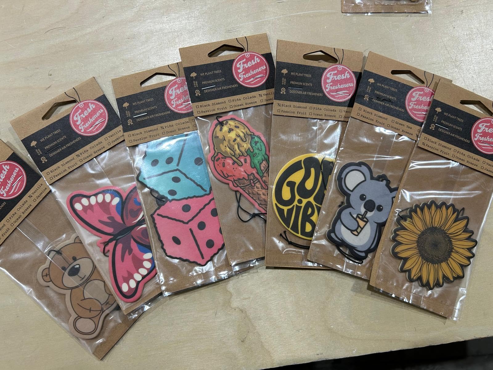 Fresh Fresheners Cute Funny Car Air Fresheners 4-Pack (Scented Sweetie 7-Pack)