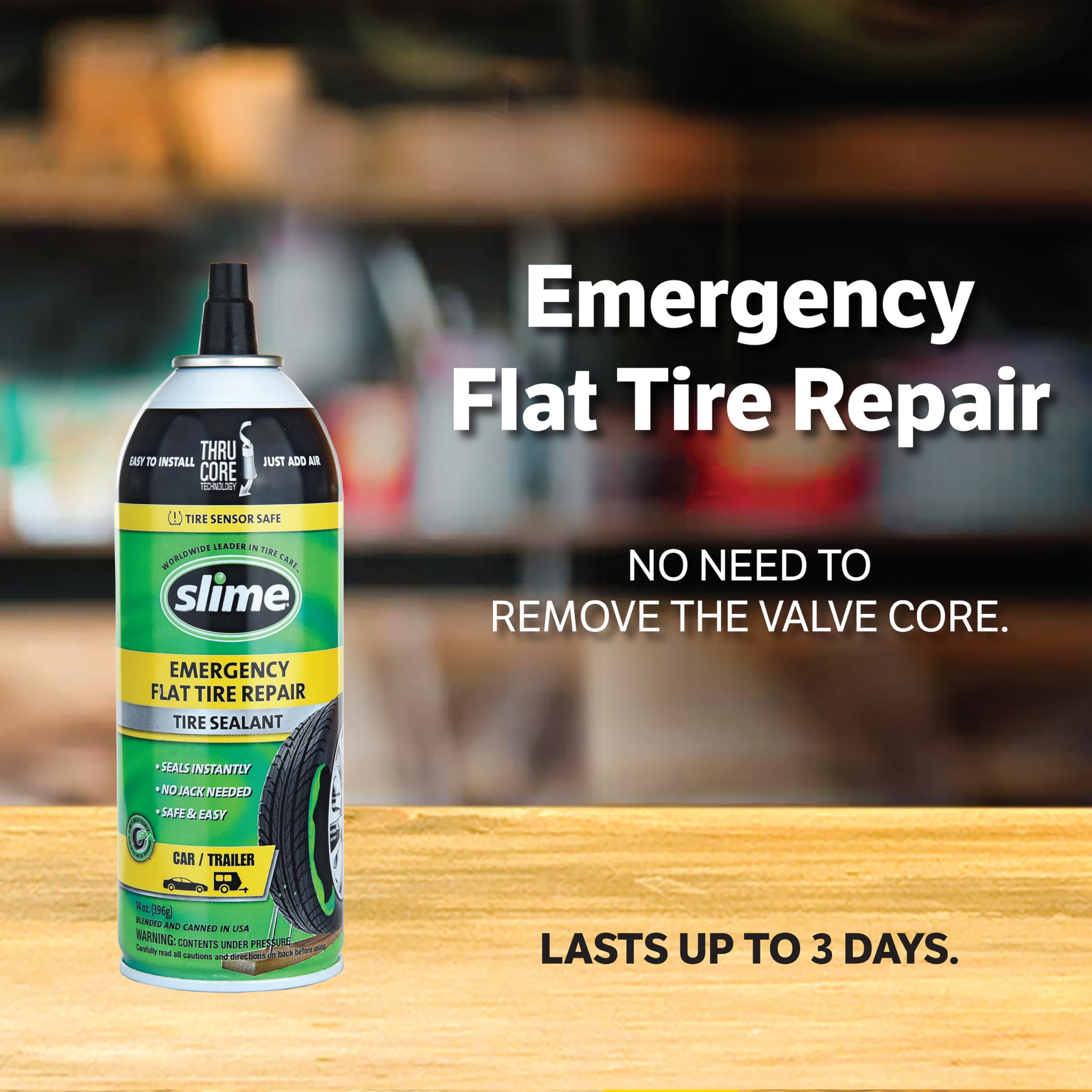 Slime 60186-6Pk Flat Tire Puncture Repair Sealant, Emergency Repair For Highway Vehicles, Suitable For Cars/Trailers, Non-Toxic,