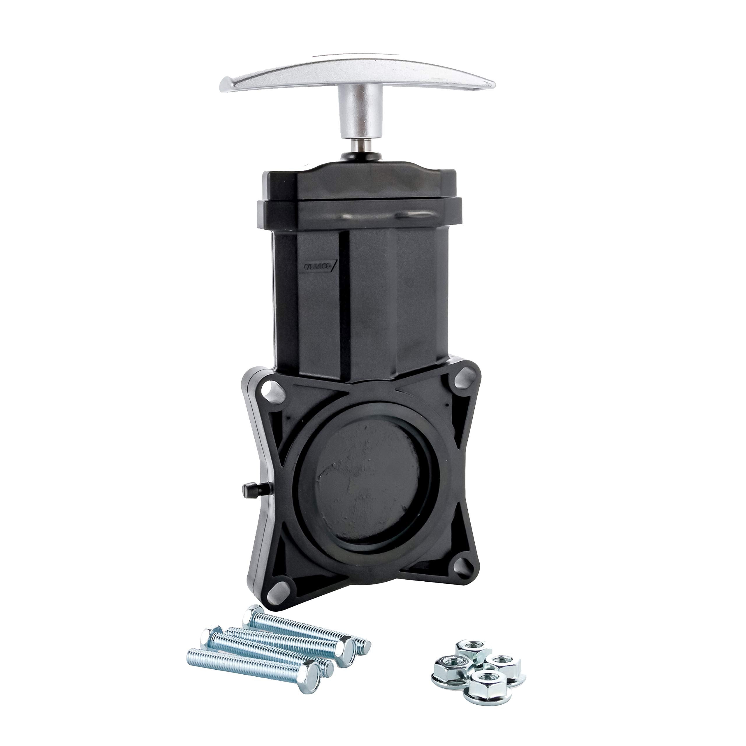Camco 39501 Rv 1-1/2 Waste Valve With Metal Handle - Easily Replace Worn Or Damaged Waste Valves - Installation Hardware, Black