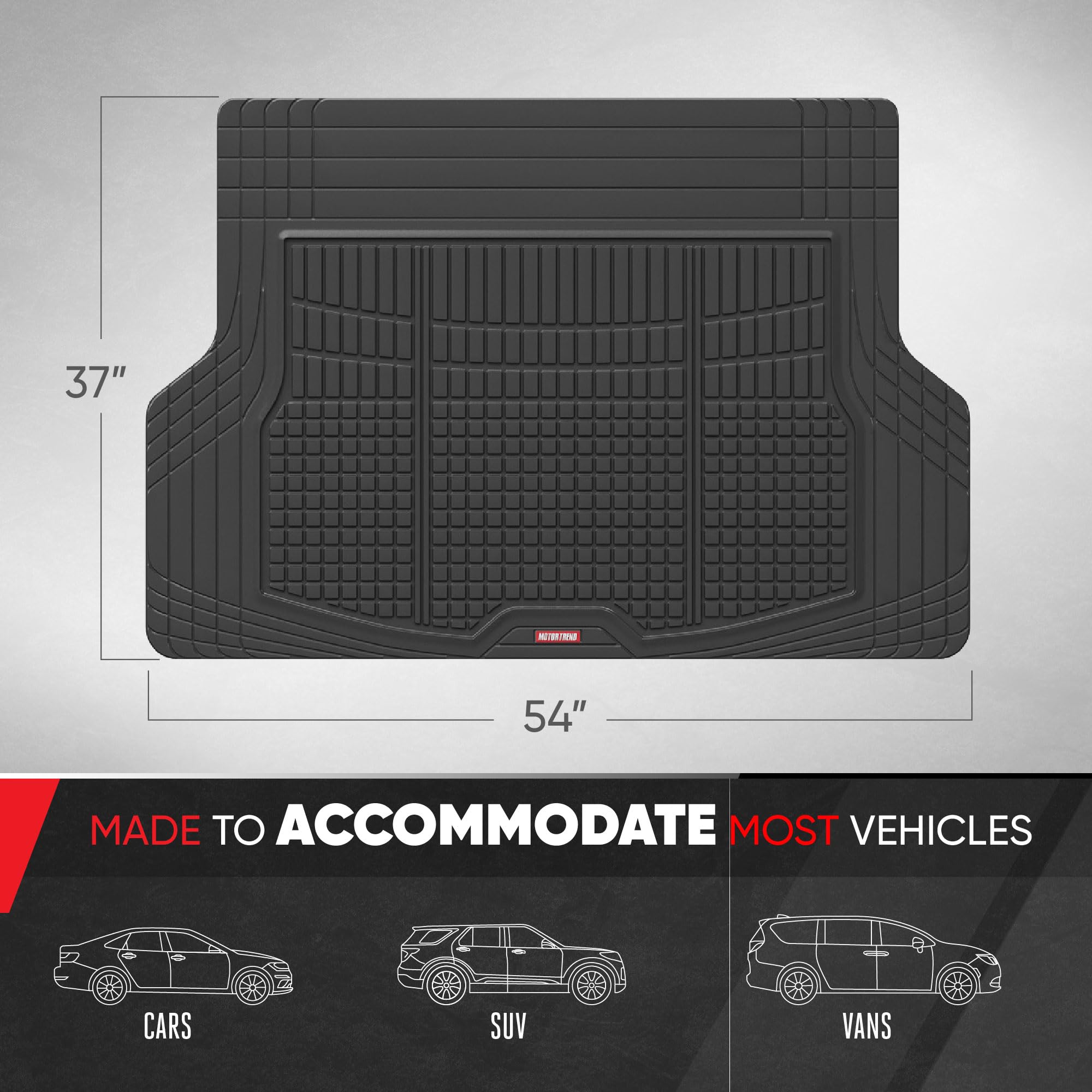 Motor Trend Premium Flextough All-Protection Cargo Mat Liner - W/Traction Grips & Fresh Design, Heavy Duty Trimmable Trunk Liner