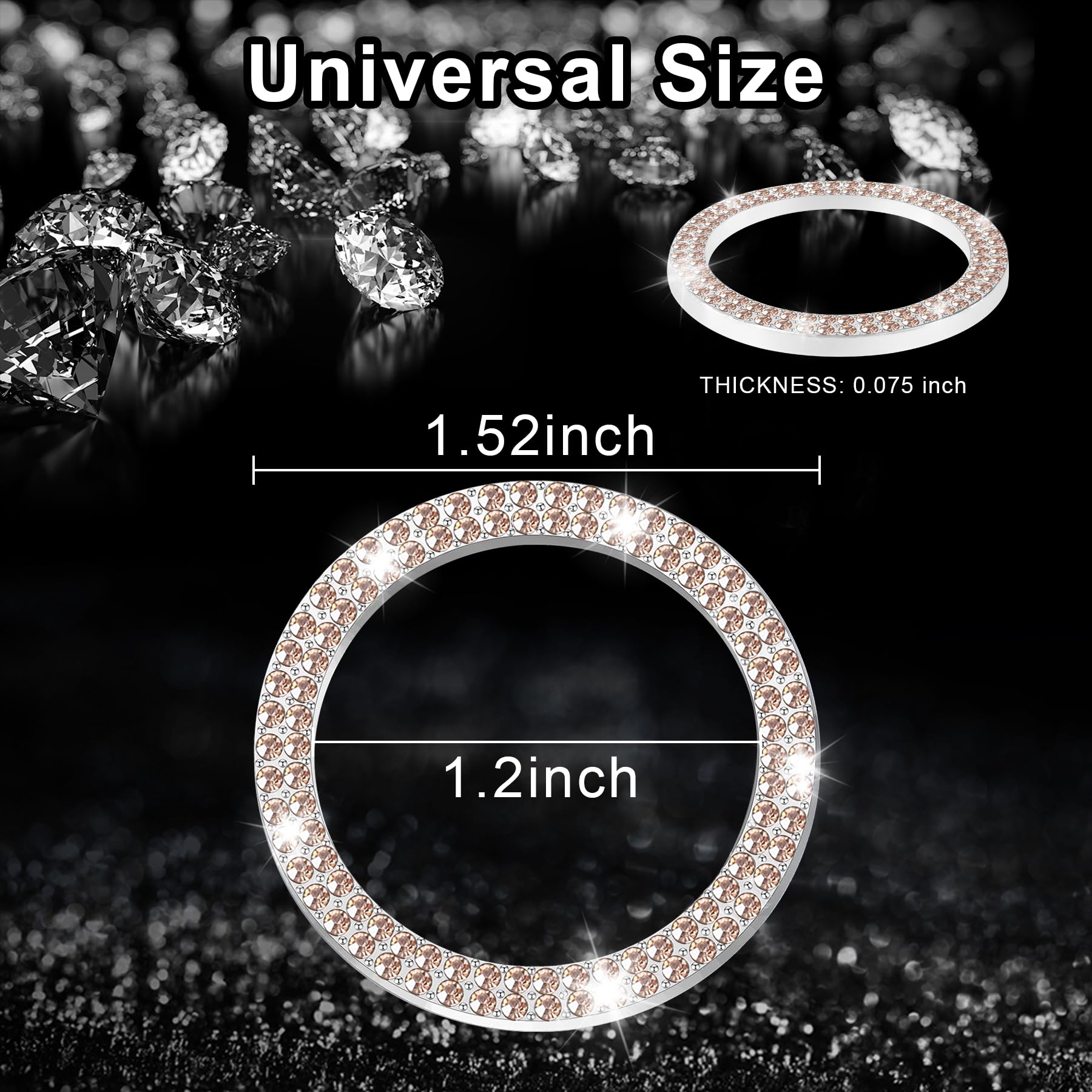 Livtee Car Engine Start Stop Decoration Ring, Crystal Double Rhinestone, Bling Car Interior Accessories For Women, Key Ignition