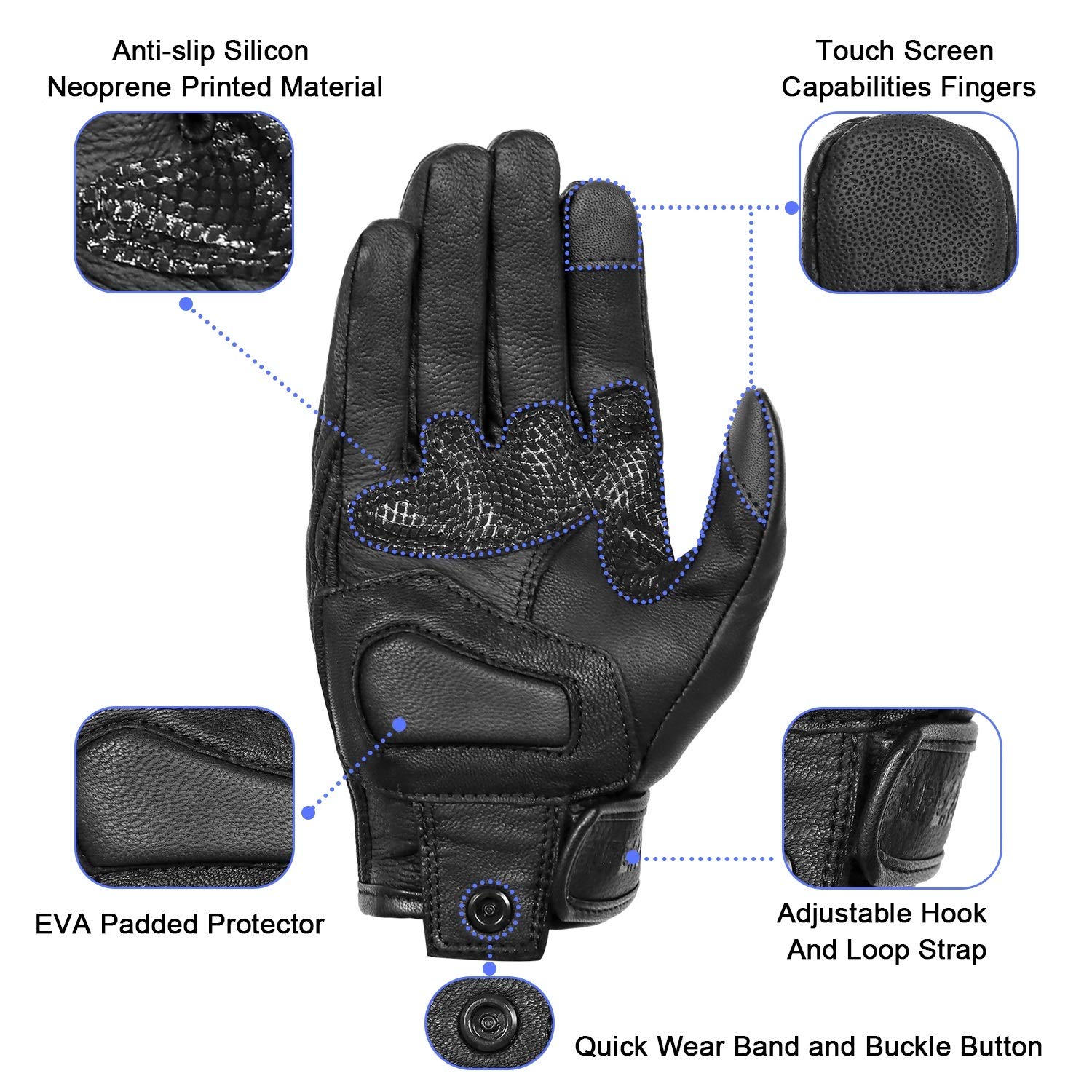 Updated Men'S And Womens Black Motorcycle Gloves Armored Knuckle Protector Motorbike Riding Gloves(Updated,Non-Perforated, Xxl)
