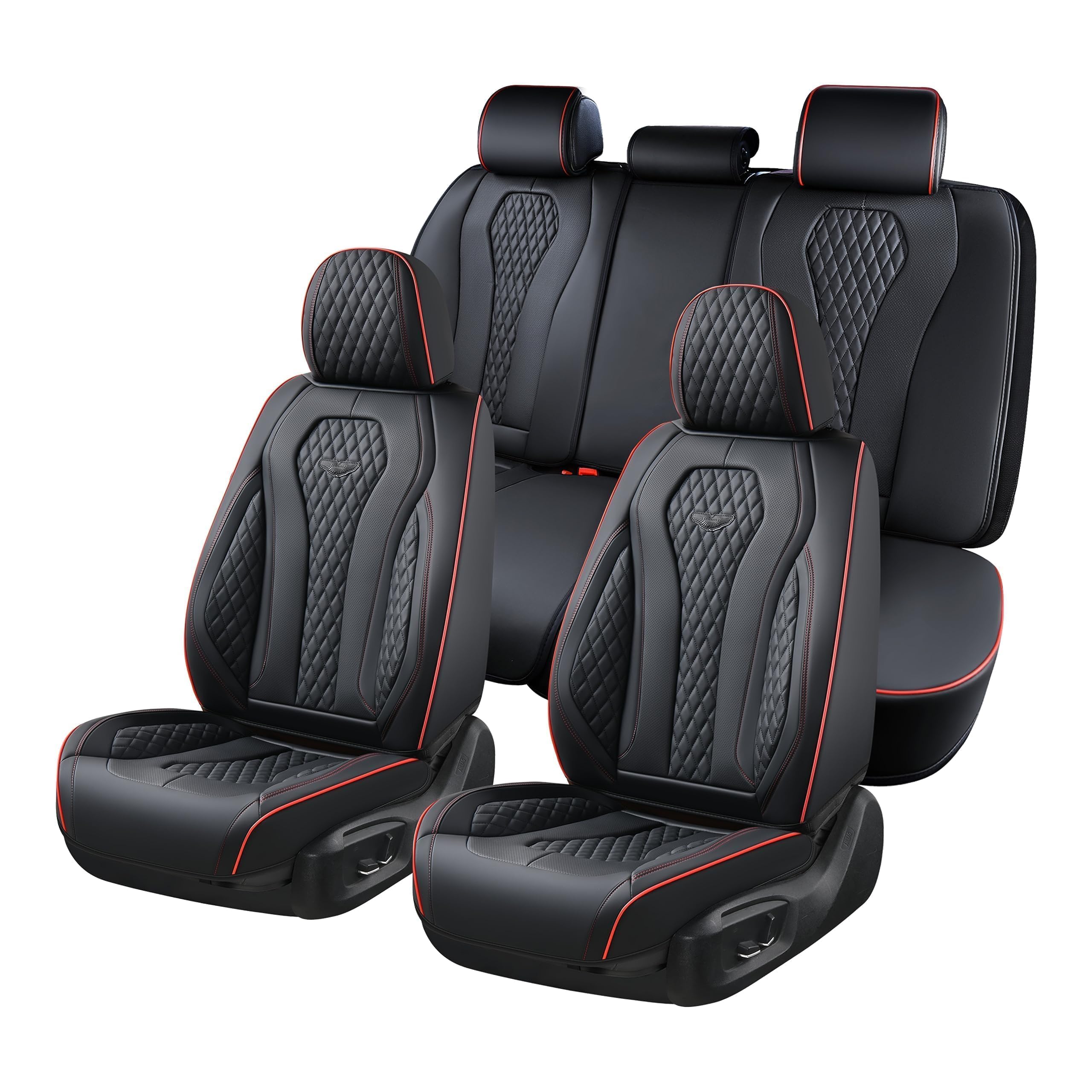 Coverado Car Seat Covers Full Set, Black Seat Covers, Waterproof Car Seat Cover, Car Seat Cushion, Car Seat Covers Front Seats B