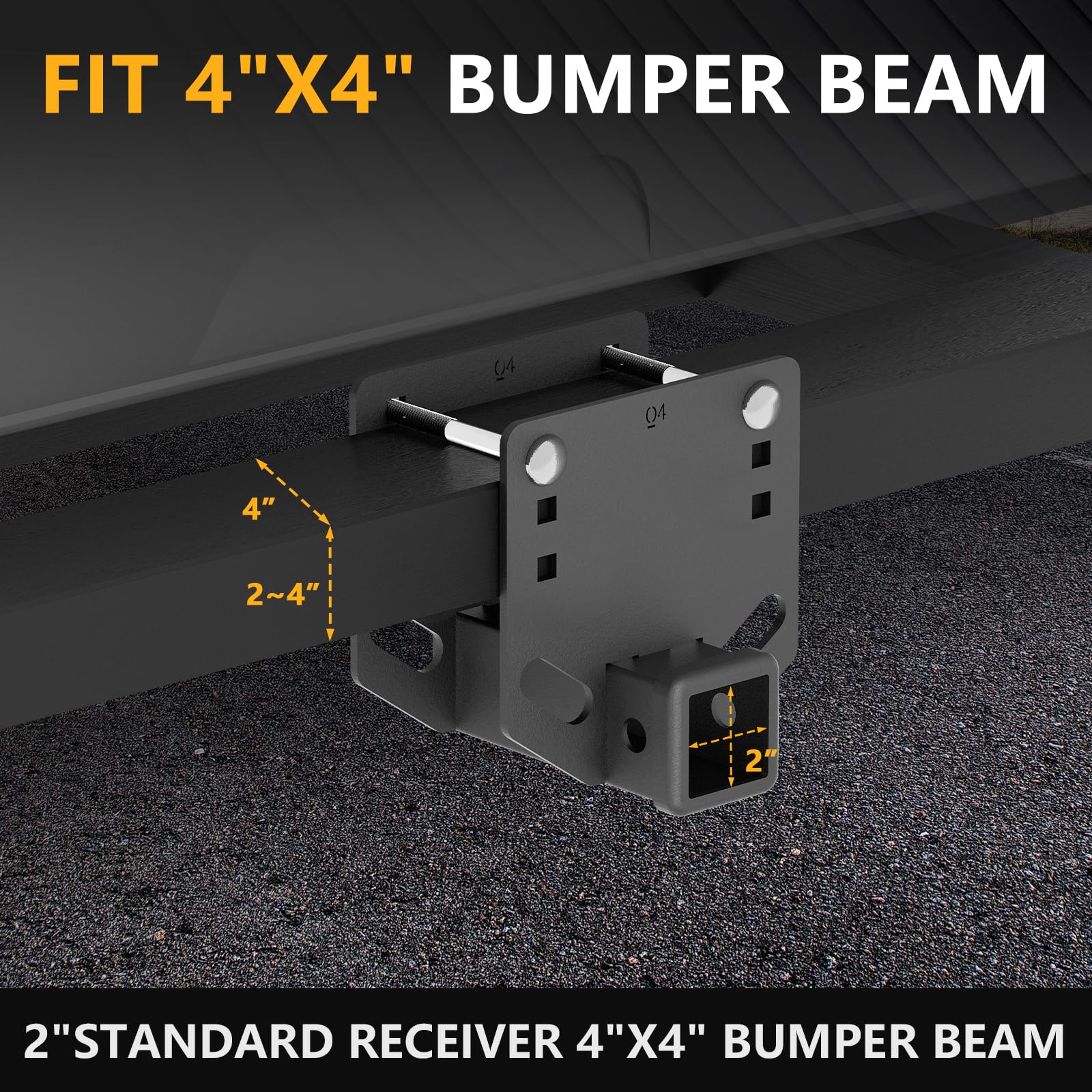 Yzona Rv Bumper Hitch Receiver, 2'' Tow Hitch Trailer Fits 2 Inch To 4 Inch Rear Beams, 3500 Lbs Capacity Upgrade Towing Adapter