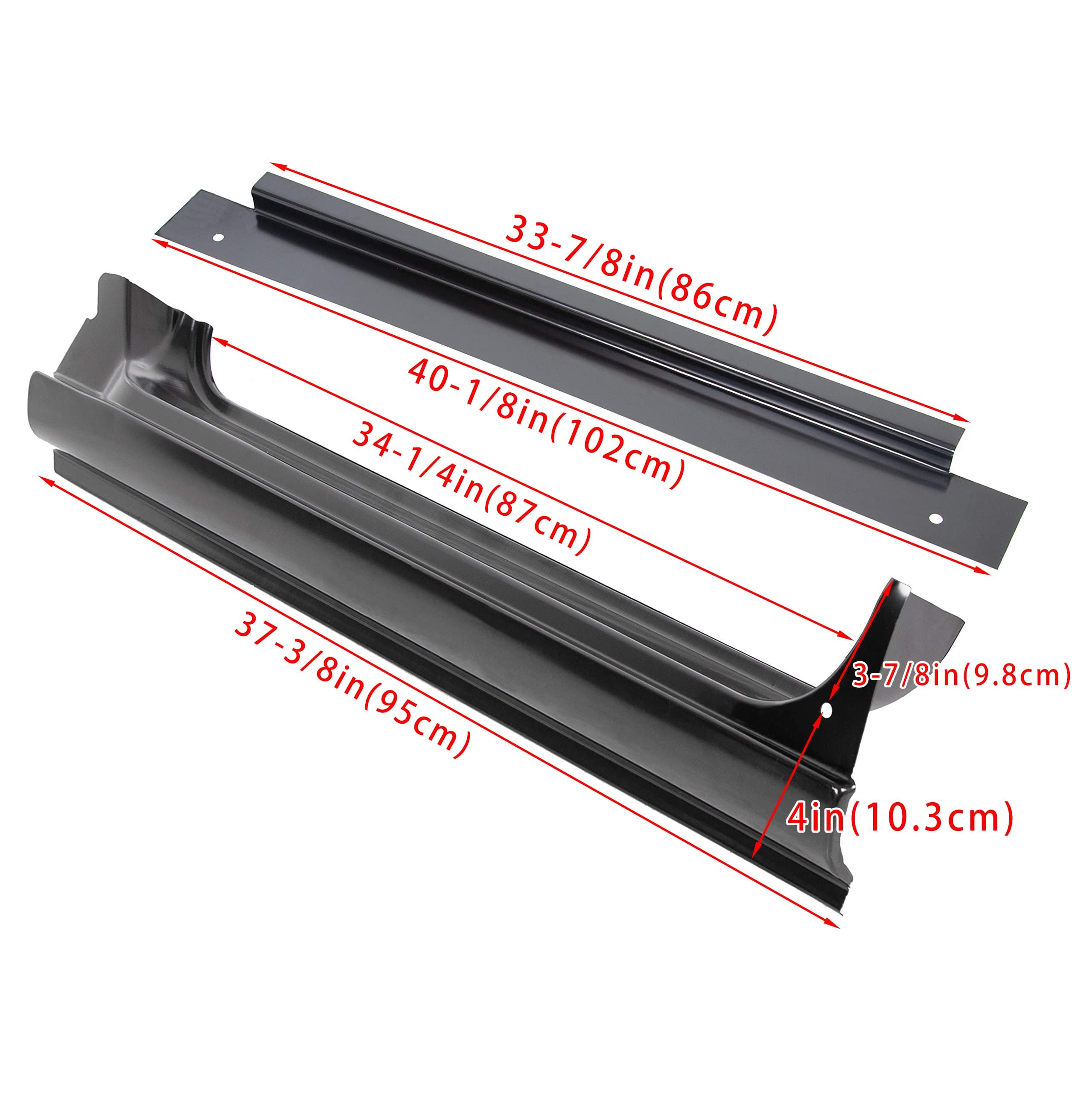 ECOTRIC Full Rocker Panels for 1967-1972 Chevy C10 Truck, Iron, Black, Model ECOET-322, Includes Inner Patch Panels
