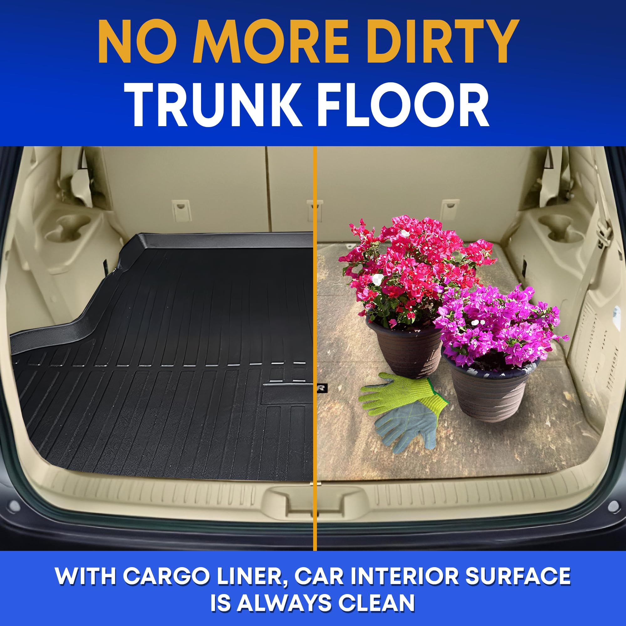 Premium Cargo Liner for Toyota Highlander 2014-2019 100% Protection - Custom Fit Car Trunk Mat - All-Season Black Cargo Mat - 3D
